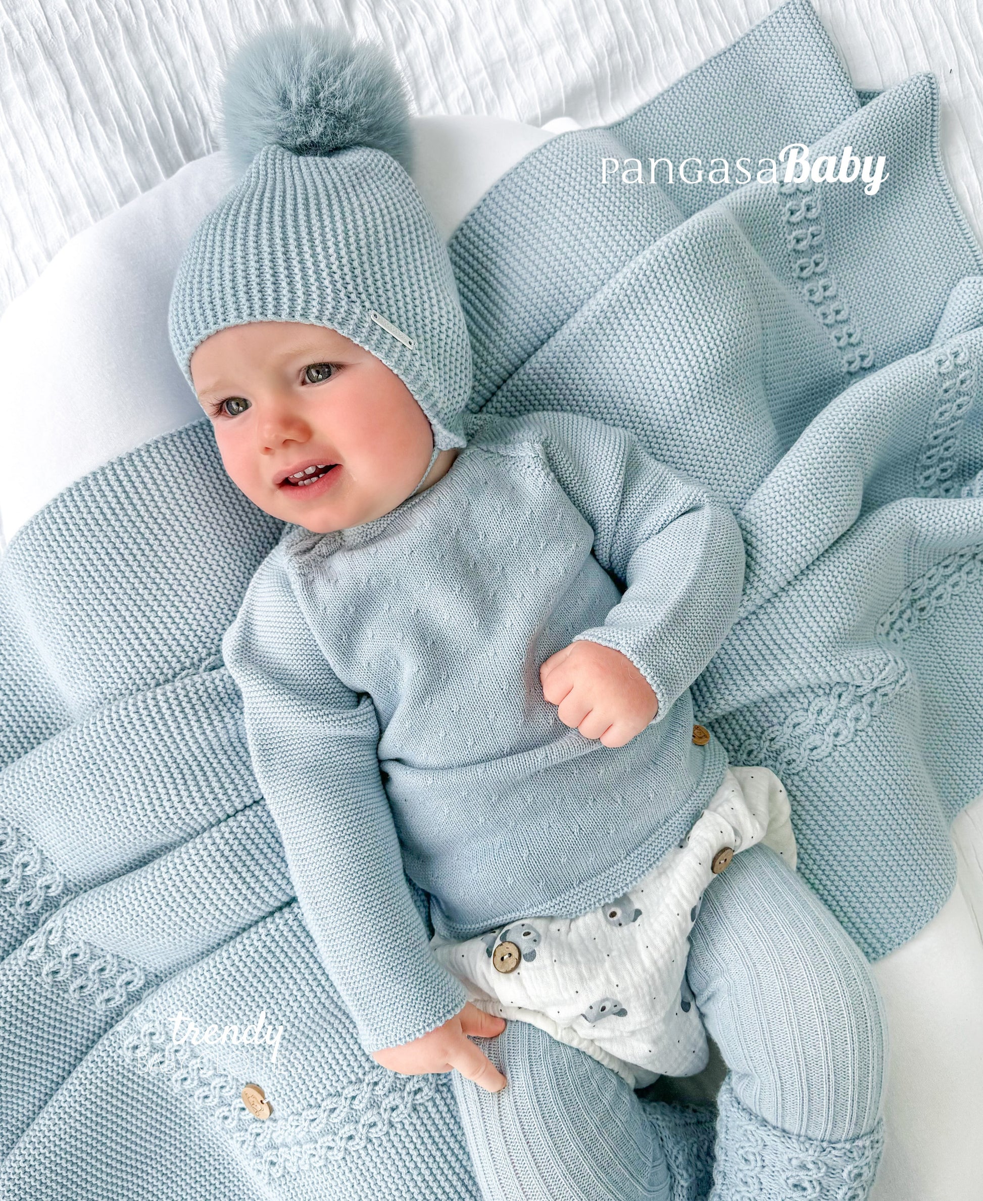 Conjunto Ranita Osito Boble Celeste Empolvado Pangasa Baby