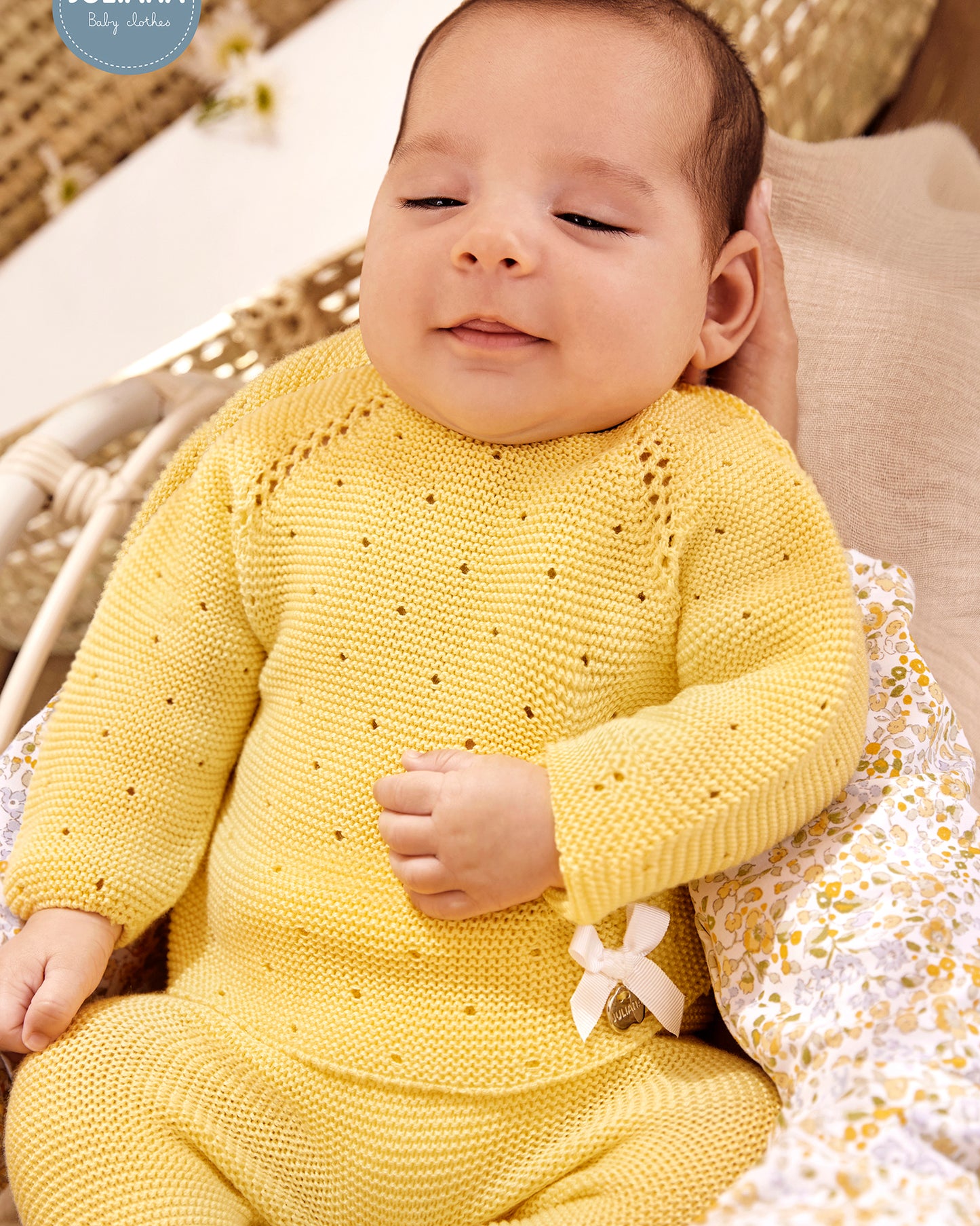 Conjunto Polaina Calado Lazo Amarillo - Colección Bora de Juliana