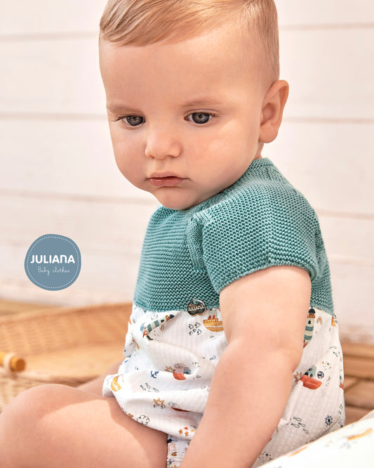 Pelele Barcos Verde Lago - Colección Lebeche Juliana