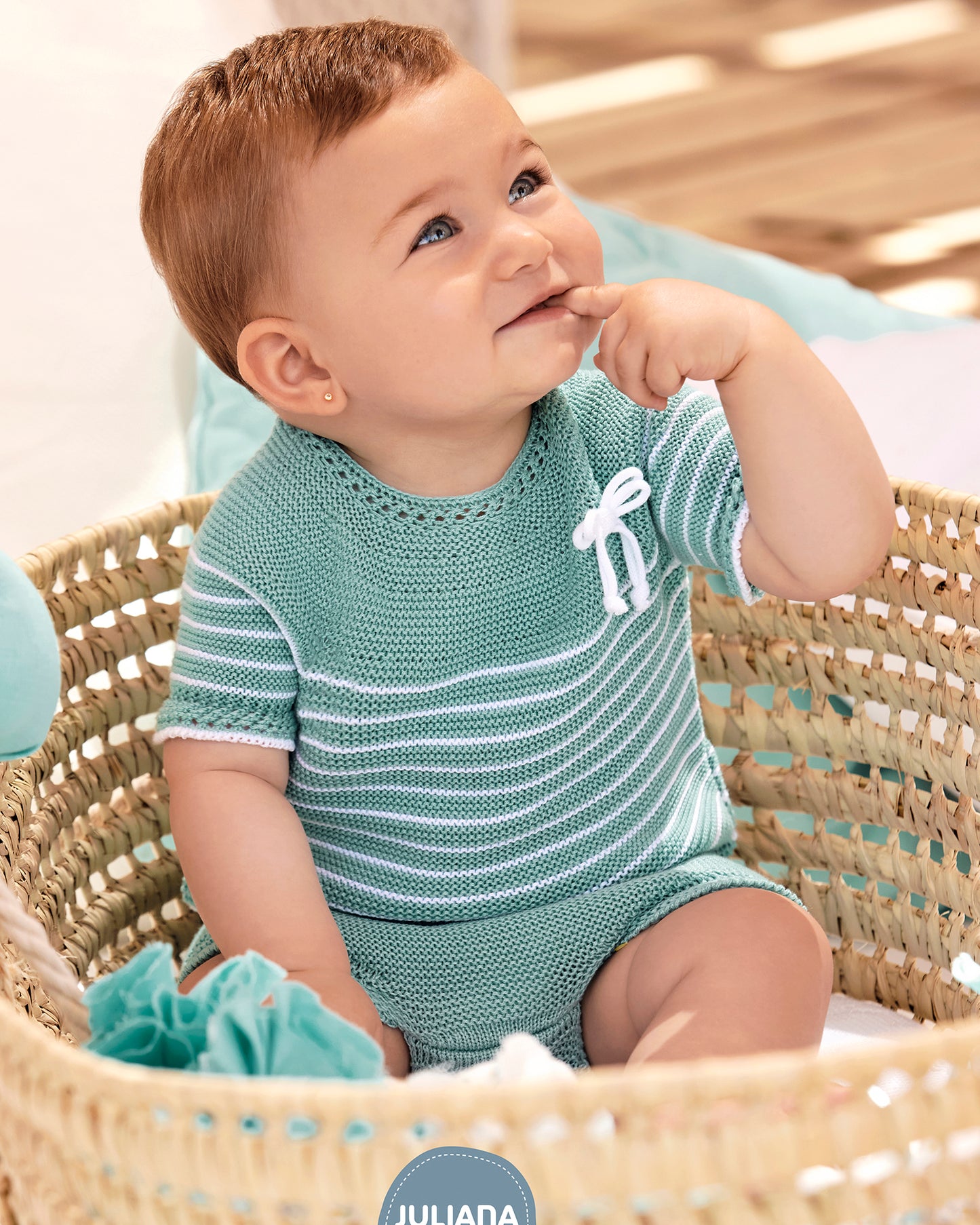 Conjunto Braga Punto Rayado Verde Lago - Colección Lebeche de Juliana