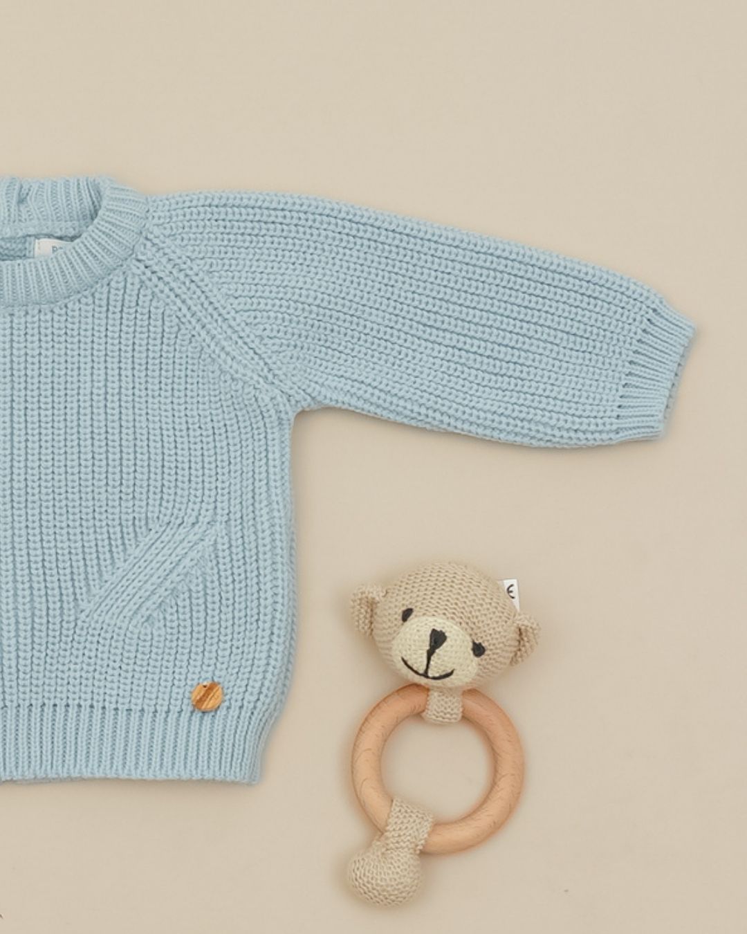 Jersey Punto Perlado Celeste Empolvado 🧶 Pearl Knit - Pangasa Baby