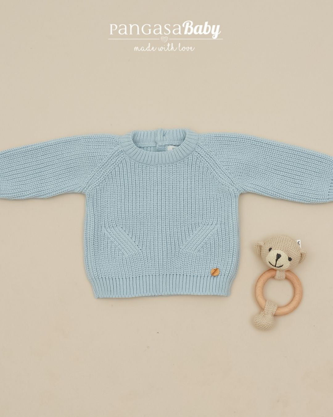 Jersey Punto Perlado Celeste Empolvado 🧶 Pearl Knit - Pangasa Baby