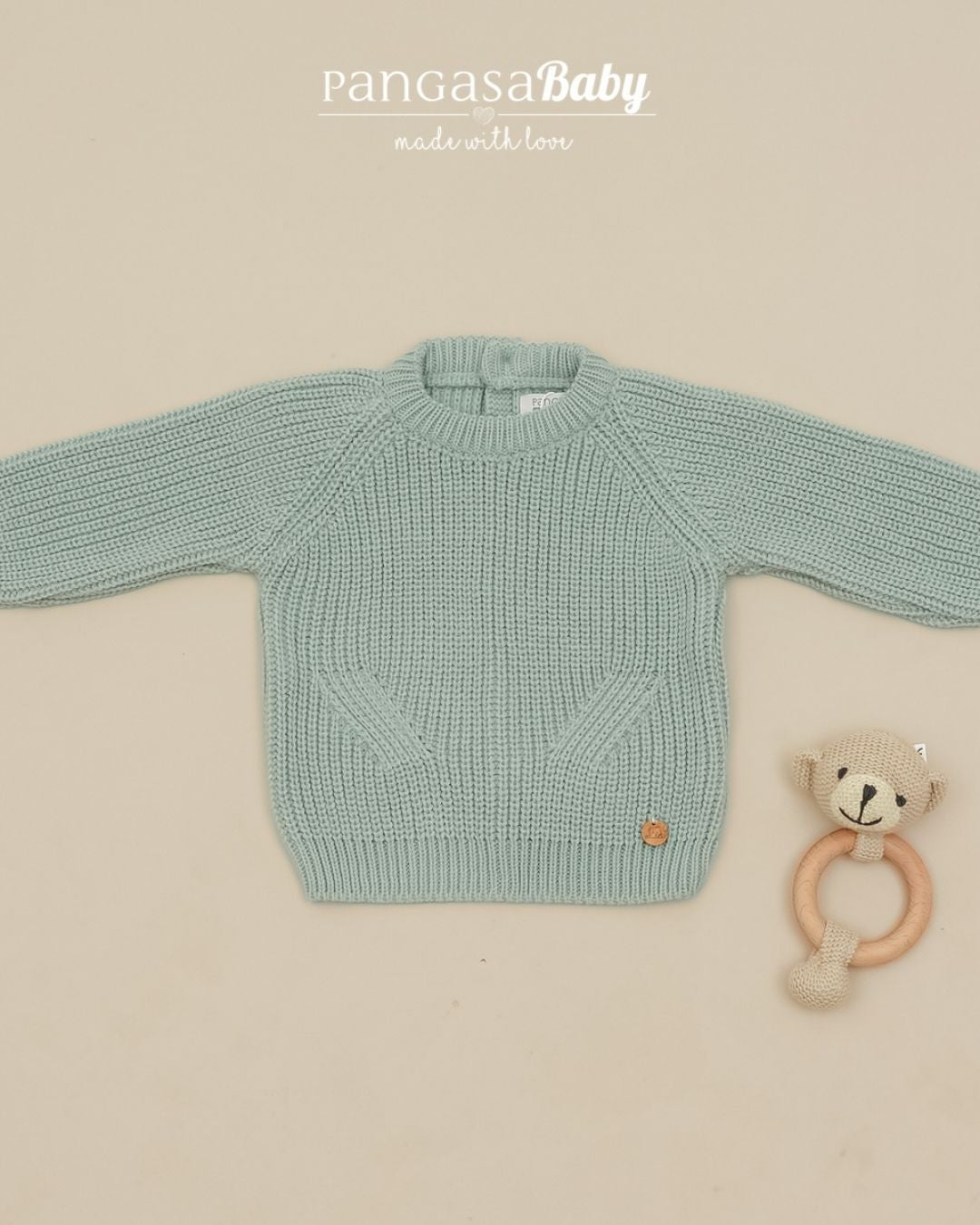 Jersey Punto Perlado Verde Mint 🧶 Pearl Knit - Pangasa Baby