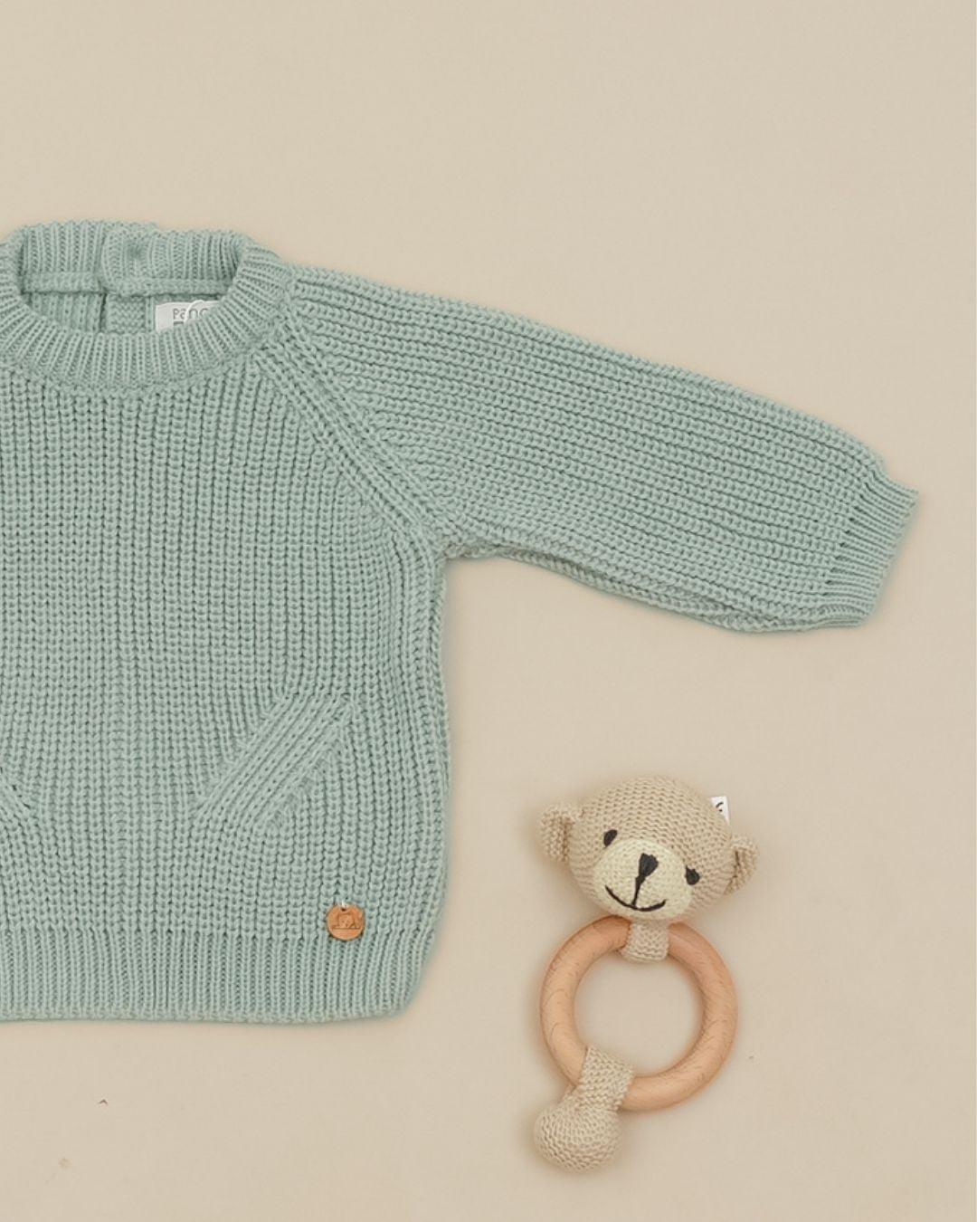 Jersey Punto Perlado Verde Mint 🧶 Pearl Knit - Pangasa Baby