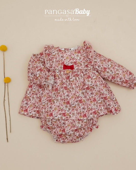 Jesusin Con Braguita Flores Granate  💖 Rouge Couture - Pangasa Baby