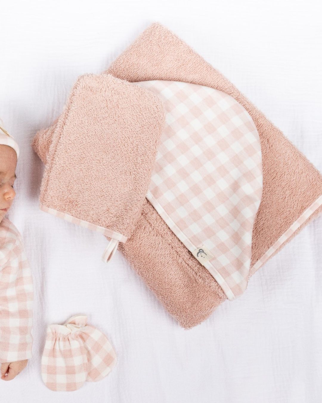 Capa Baño con Manopla Vichy Rosa - Calamaro