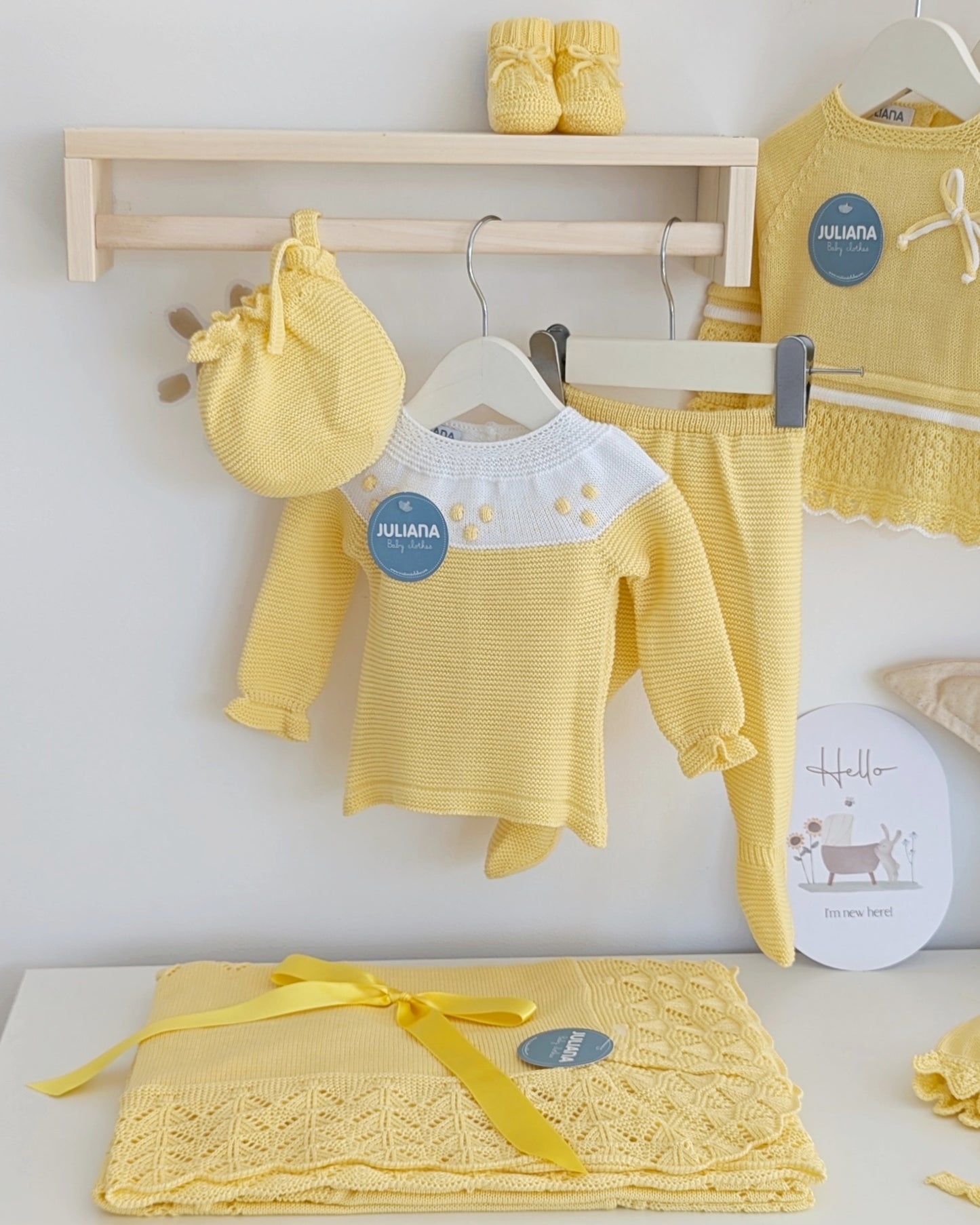 Conjunto Polaina Canesú Bodoques Amarillo - Juliana