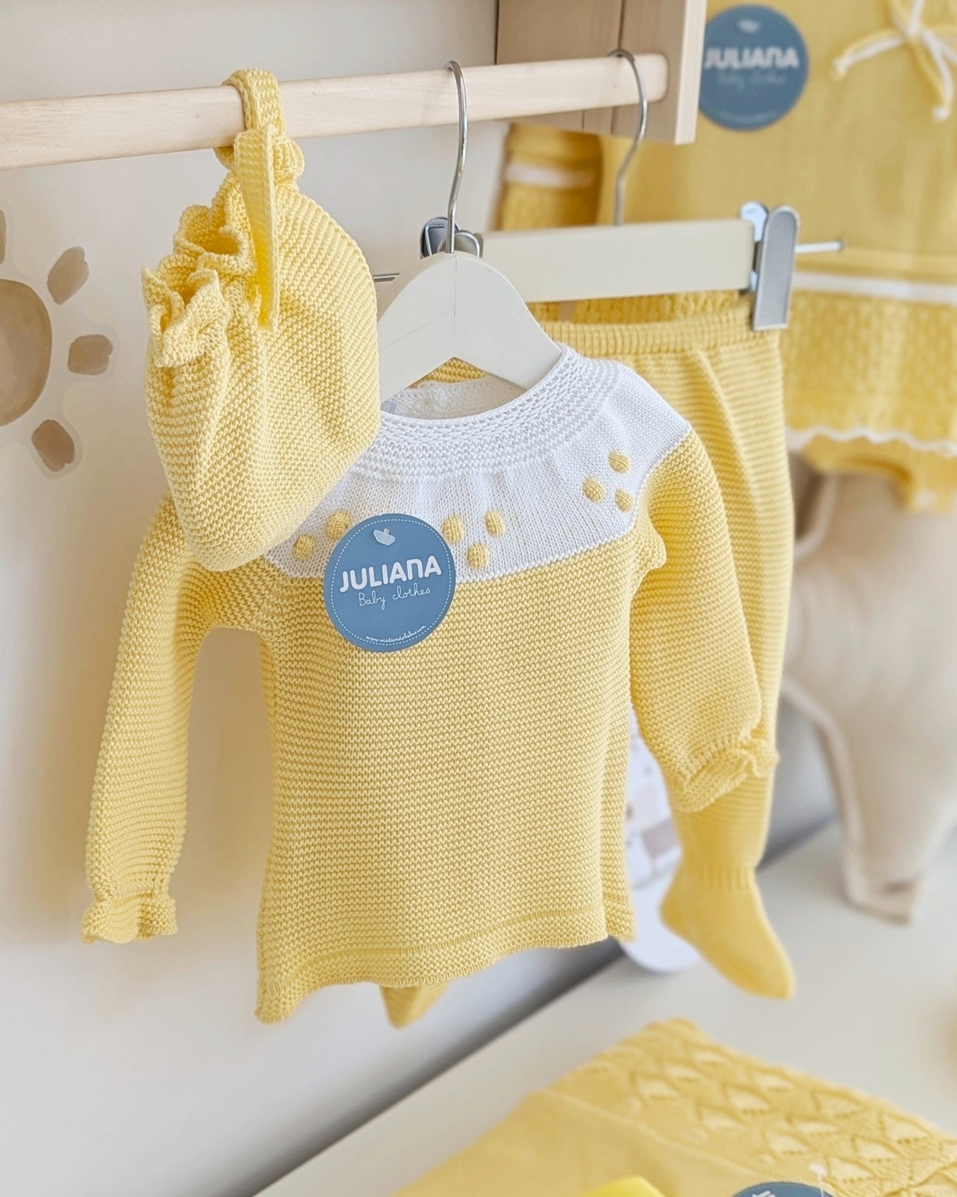 Conjunto Polaina Canesú Bodoques Amarillo - Juliana