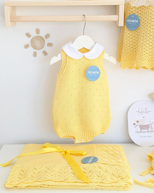 Pelele Punto Cuello Bebé Amarillo - Juliana