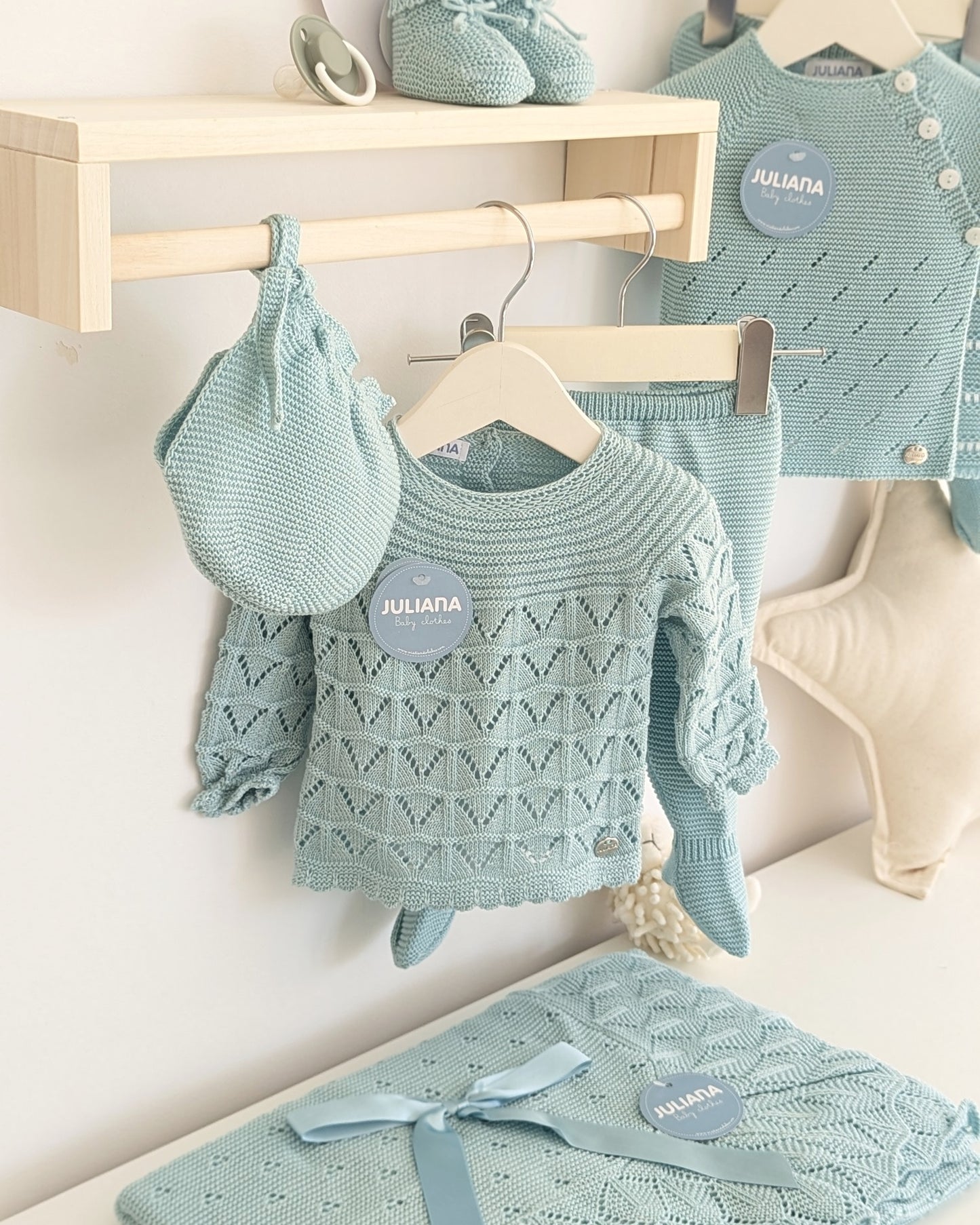 Conjunto Polaina Uves Canesú Verde Agua - Juliana