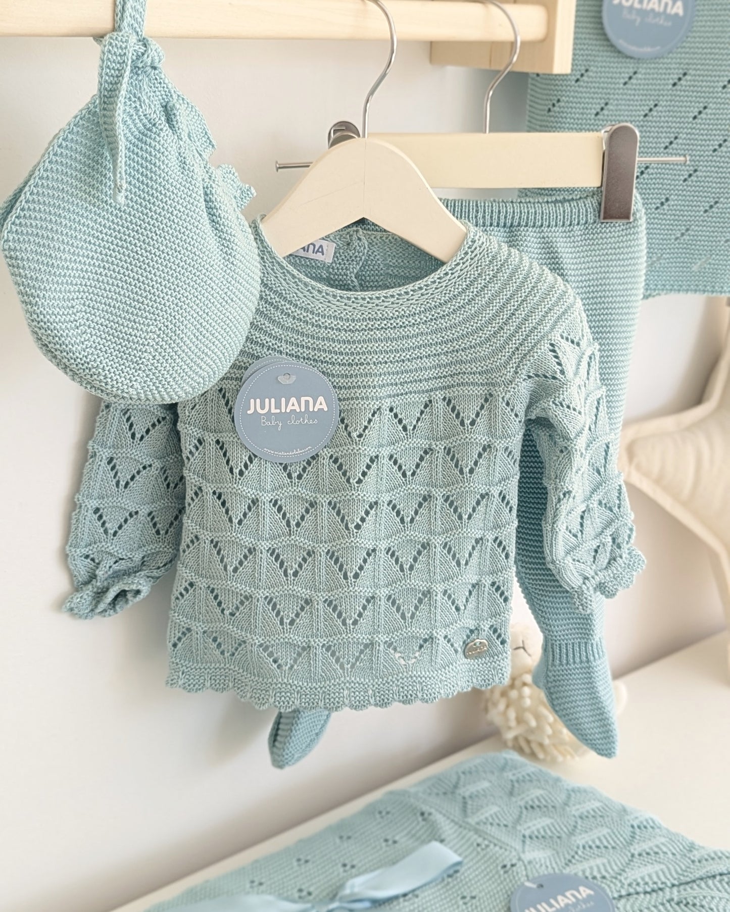 Conjunto Polaina Uves Canesú Verde Agua - Juliana