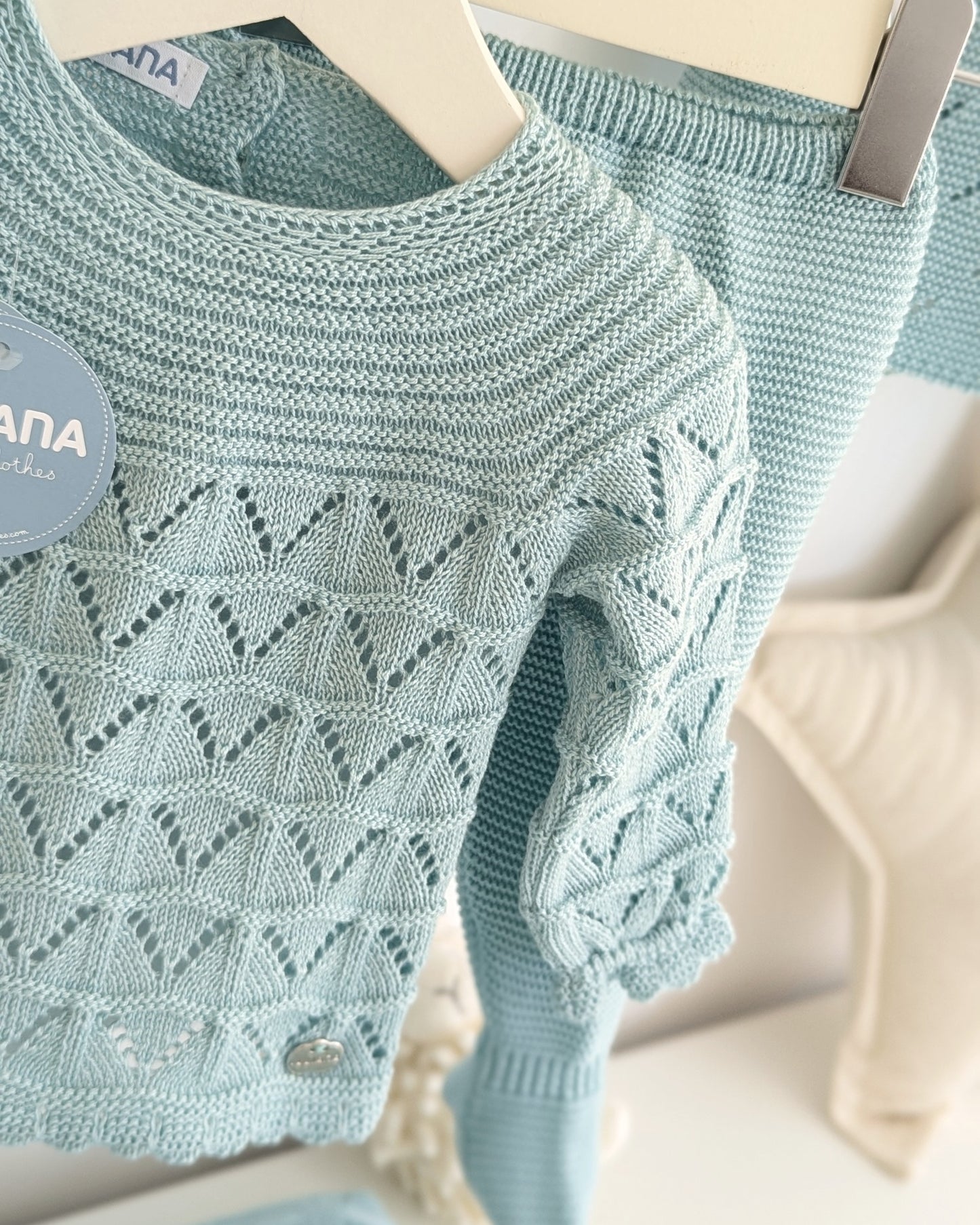 Conjunto Polaina Uves Canesú Verde Agua - Juliana