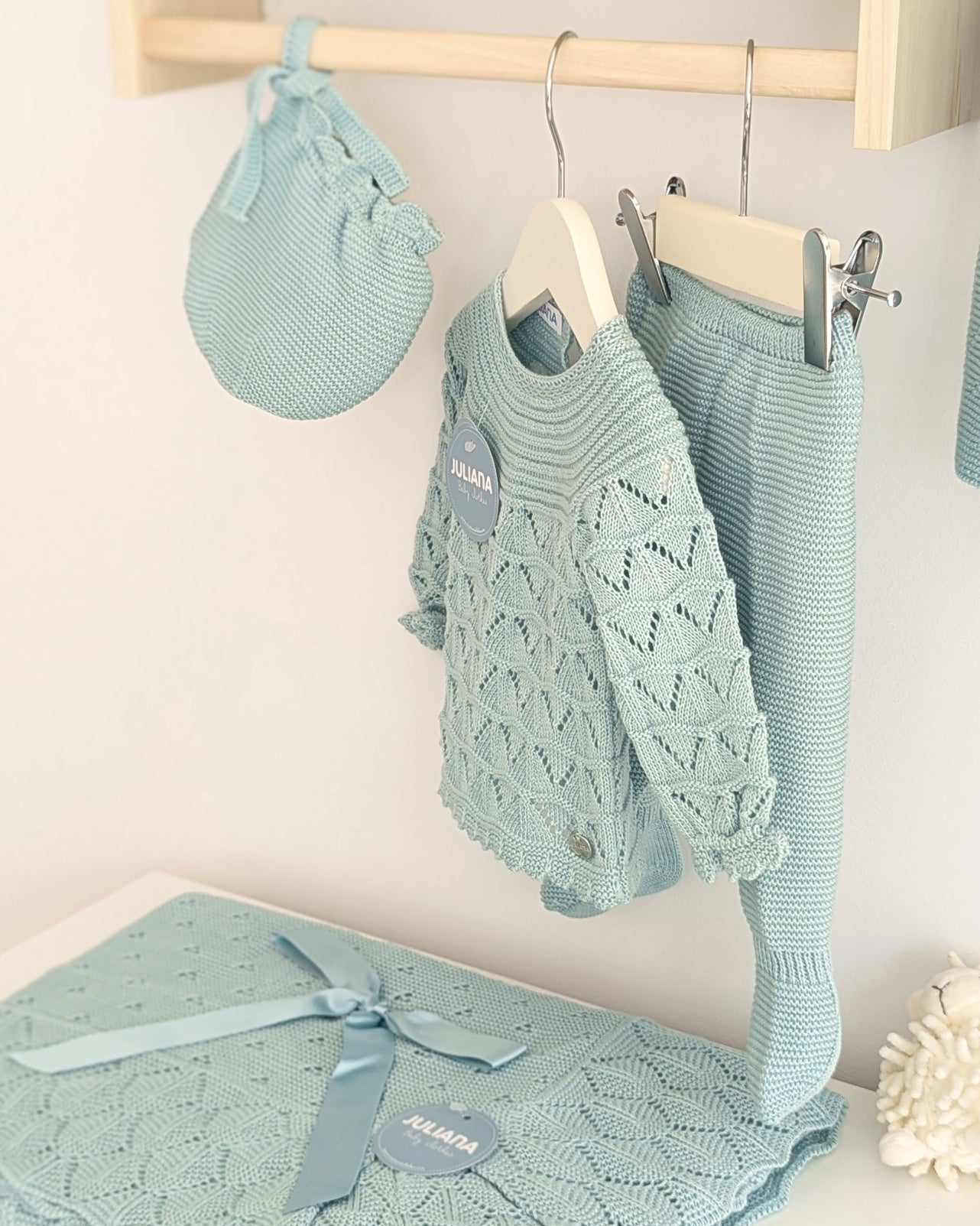 Conjunto Polaina Uves Canesú Verde Agua - Juliana