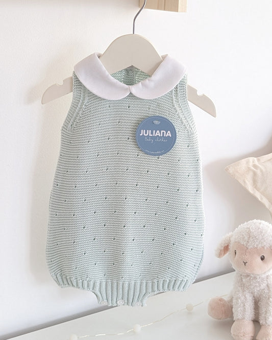 Pelele Punto Cuello Bebé Verde Mar - Juliana