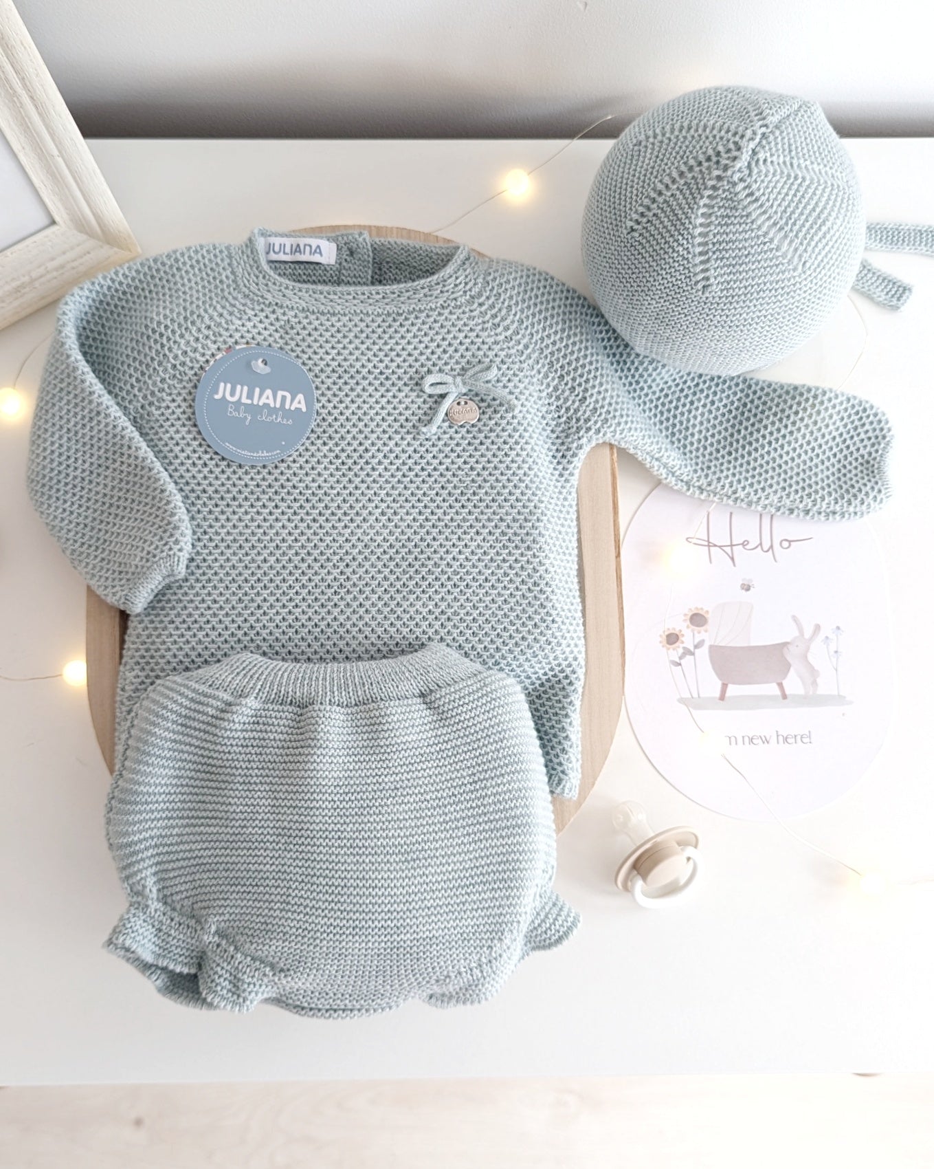 Conjunto Braga Punto Recogidas Verde Menta - Colección Piano de Juliana