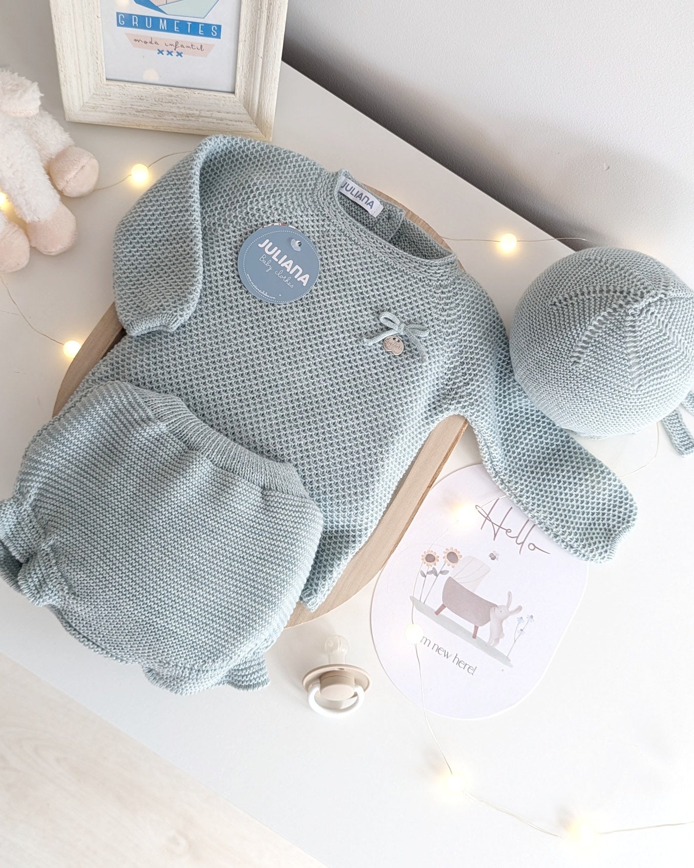 Conjunto Braga Punto Recogidas Verde Menta - Colección Piano de Juliana