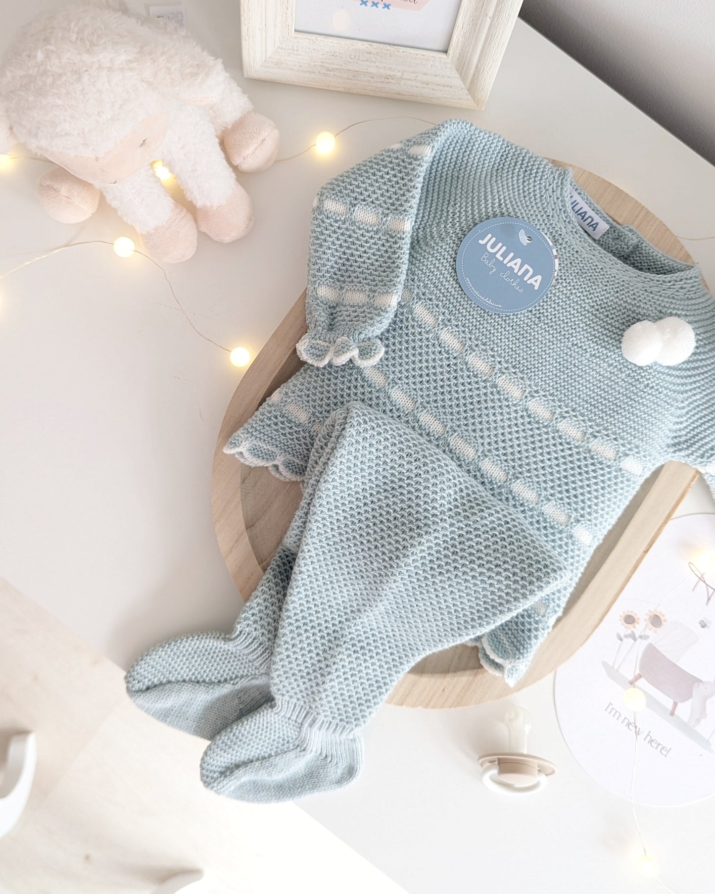 Conjunto Polaina Recogidas Verde Menta y Crudo - Colección Piano de Juliana