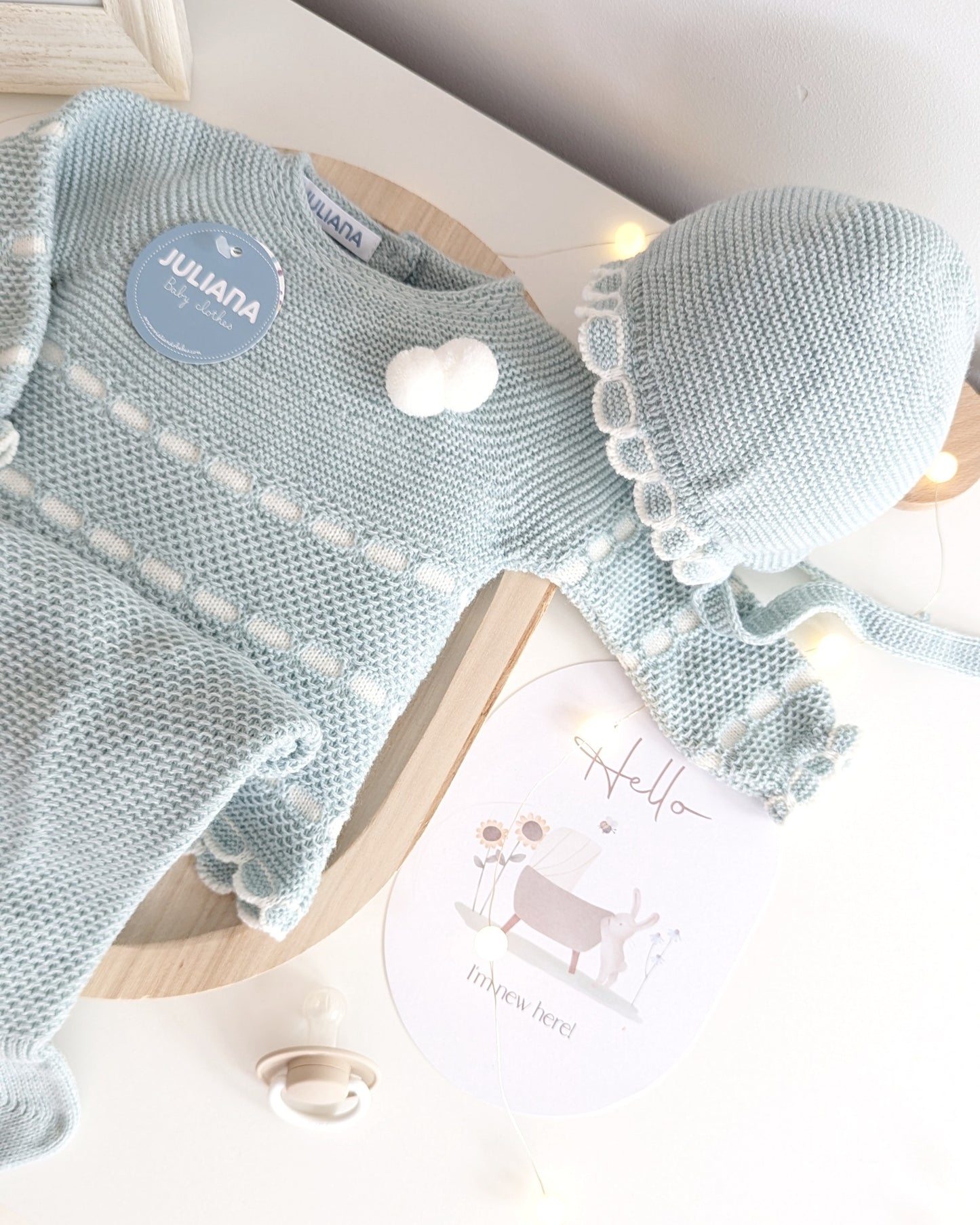 Conjunto Polaina Recogidas Verde Menta y Crudo - Colección Piano de Juliana