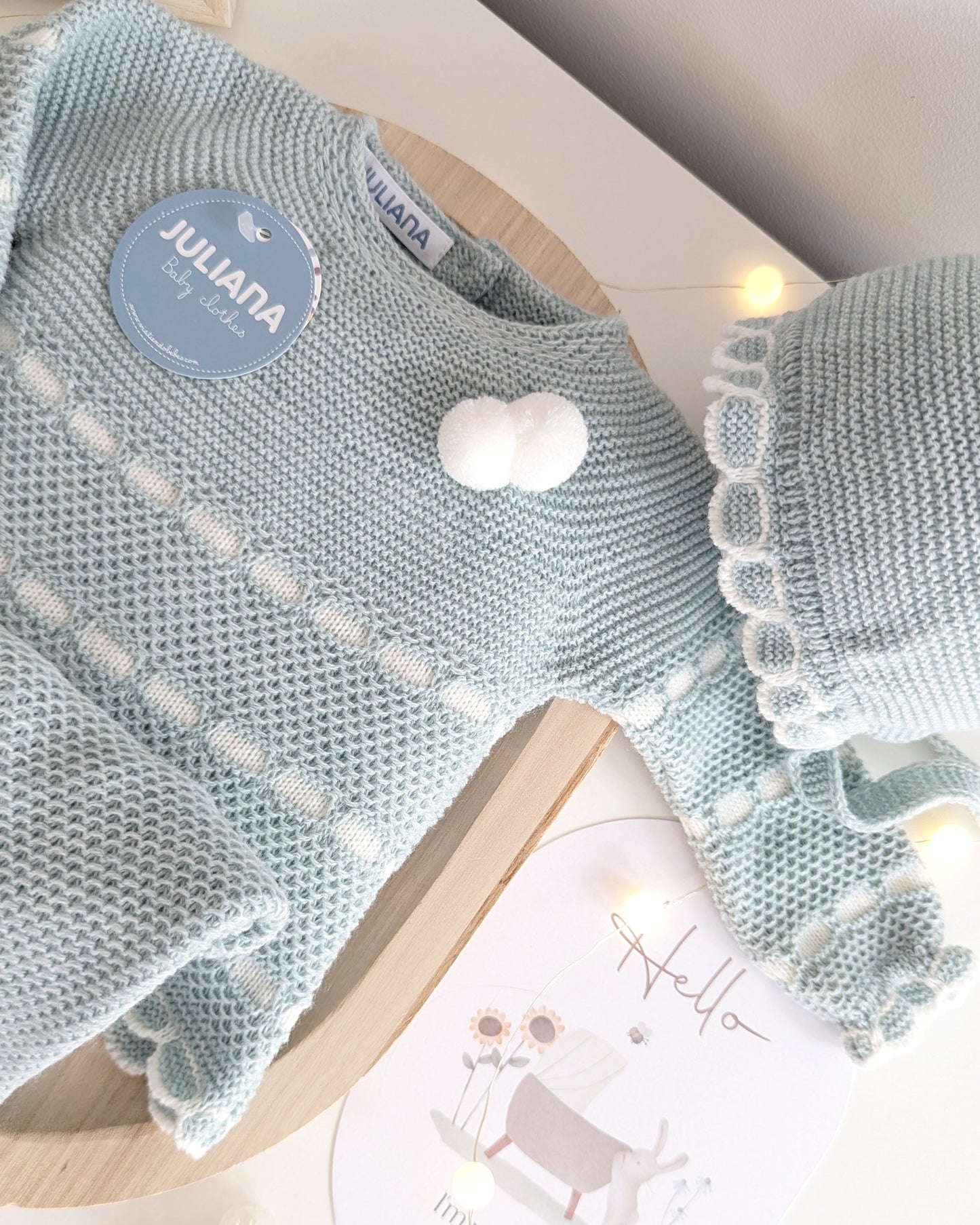 Conjunto Polaina Recogidas Verde Menta y Crudo - Colección Piano de Juliana