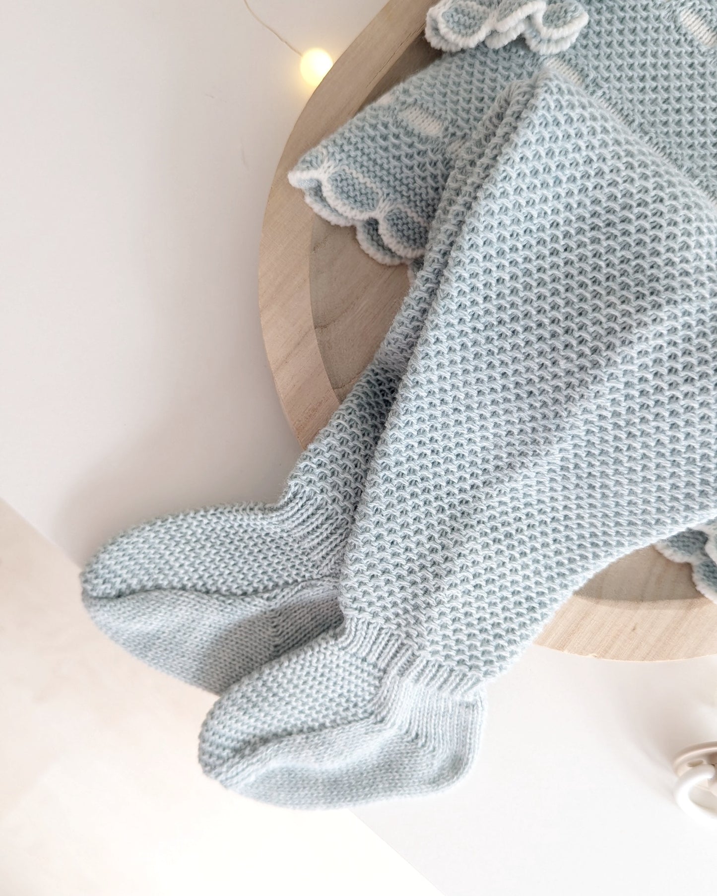 Conjunto Polaina Recogidas Verde Menta y Crudo - Colección Piano de Juliana