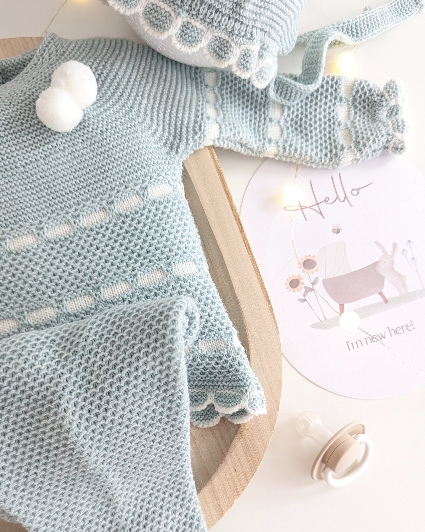 Conjunto Polaina Recogidas Verde Menta y Crudo - Colección Piano de Juliana