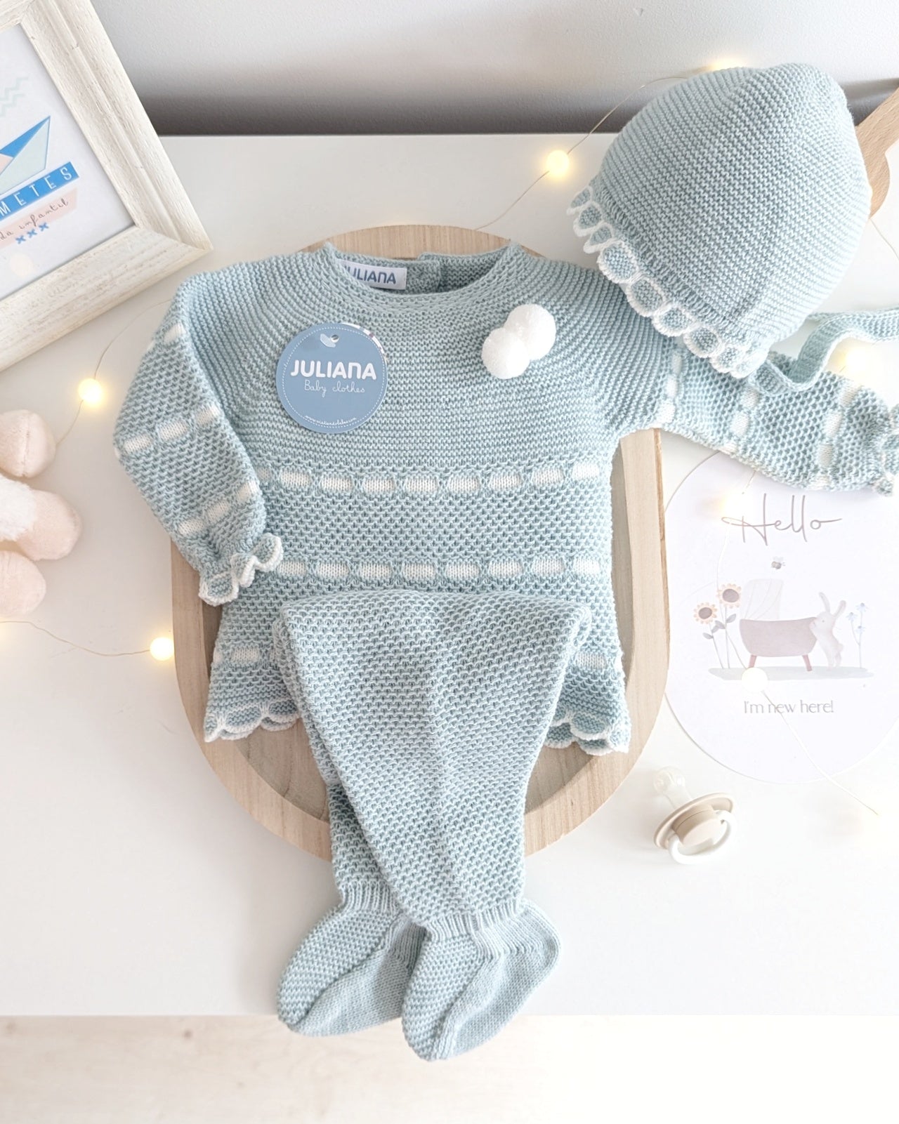 Conjunto Polaina Recogidas Verde Menta y Crudo - Colección Piano de Juliana