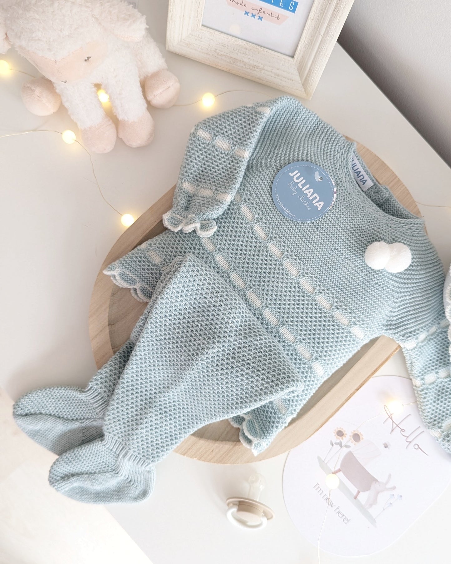 Conjunto Polaina Recogidas Verde Menta y Crudo - Colección Piano de Juliana