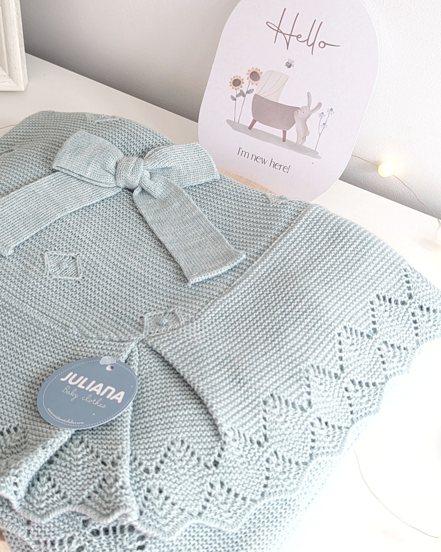 Chal Bebé Volante Rombos Verde Menta 25519 - Juliana