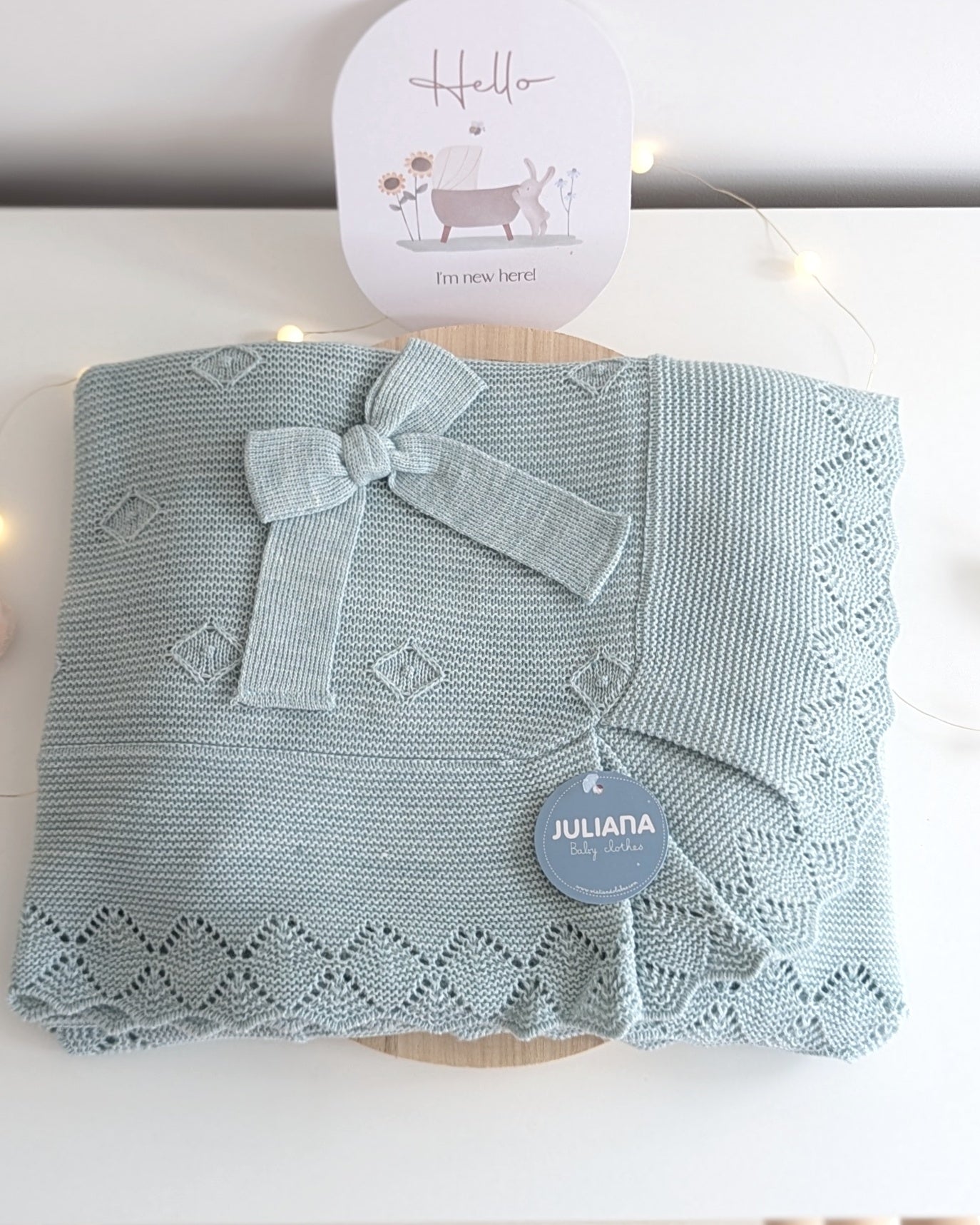 Chal Bebé Volante Rombos Verde Menta 25519 - Juliana