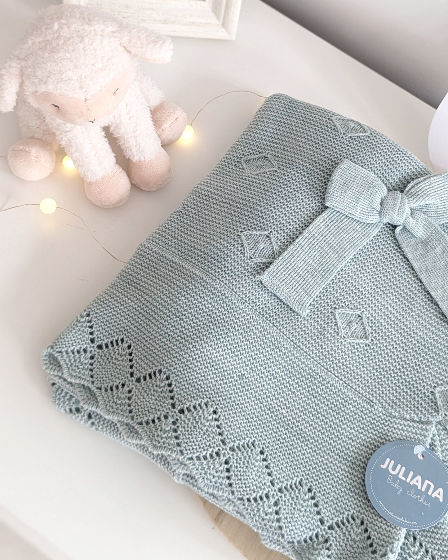 Chal Bebé Volante Rombos Verde Menta 25519 - Juliana