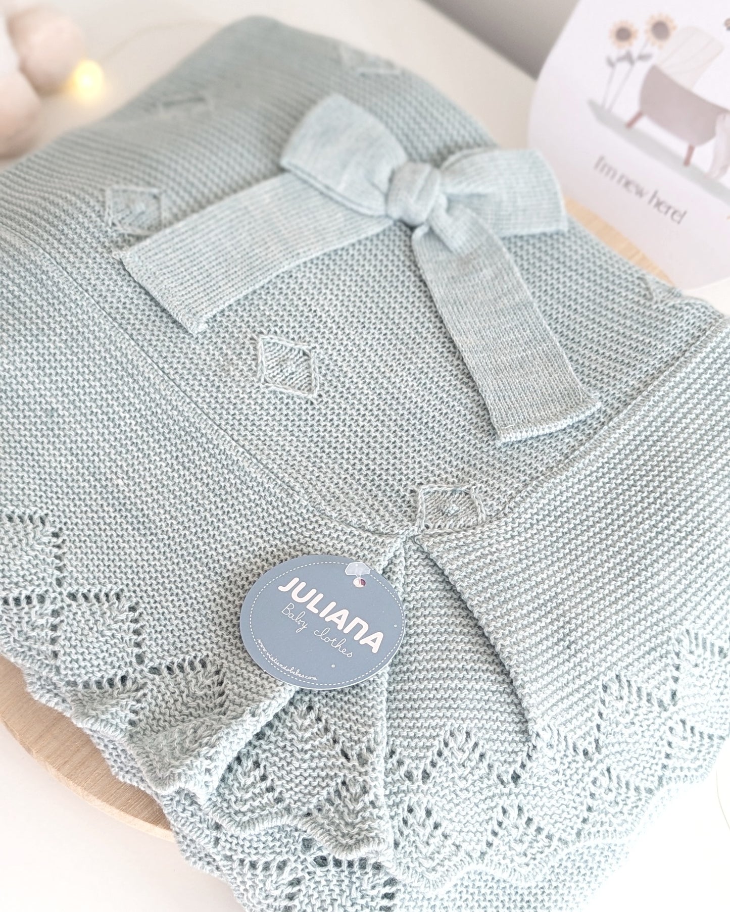 Chal Bebé Volante Rombos Verde Menta 25519 - Juliana