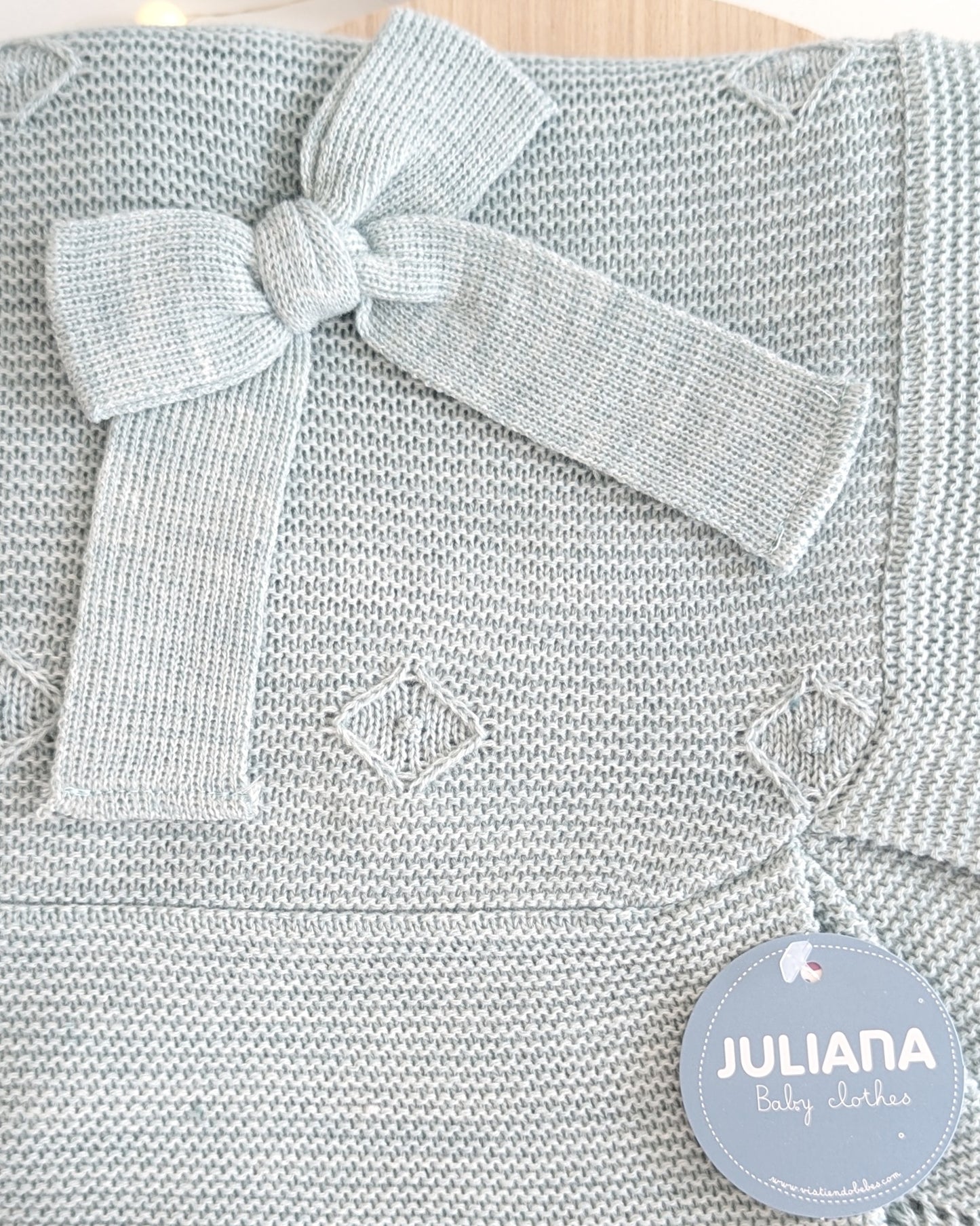 Chal Bebé Volante Rombos Verde Menta 25519 - Juliana