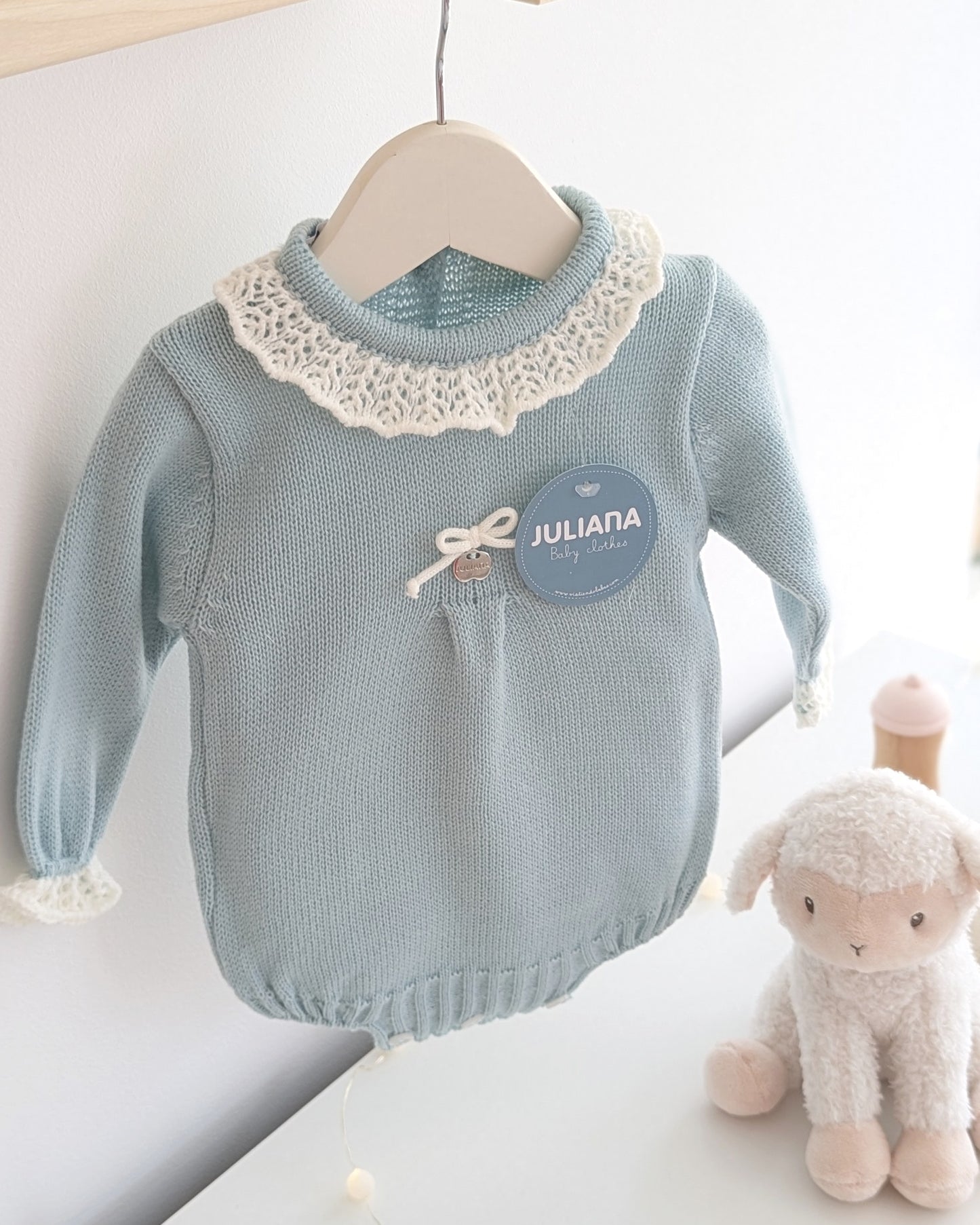 Pelele Punto Volante Calado Verdeagua - Colección Silencio de Juliana