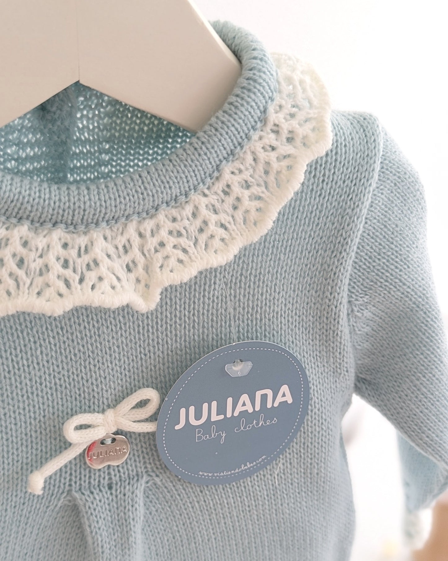 Pelele Punto Volante Calado Verdeagua - Colección Silencio de Juliana