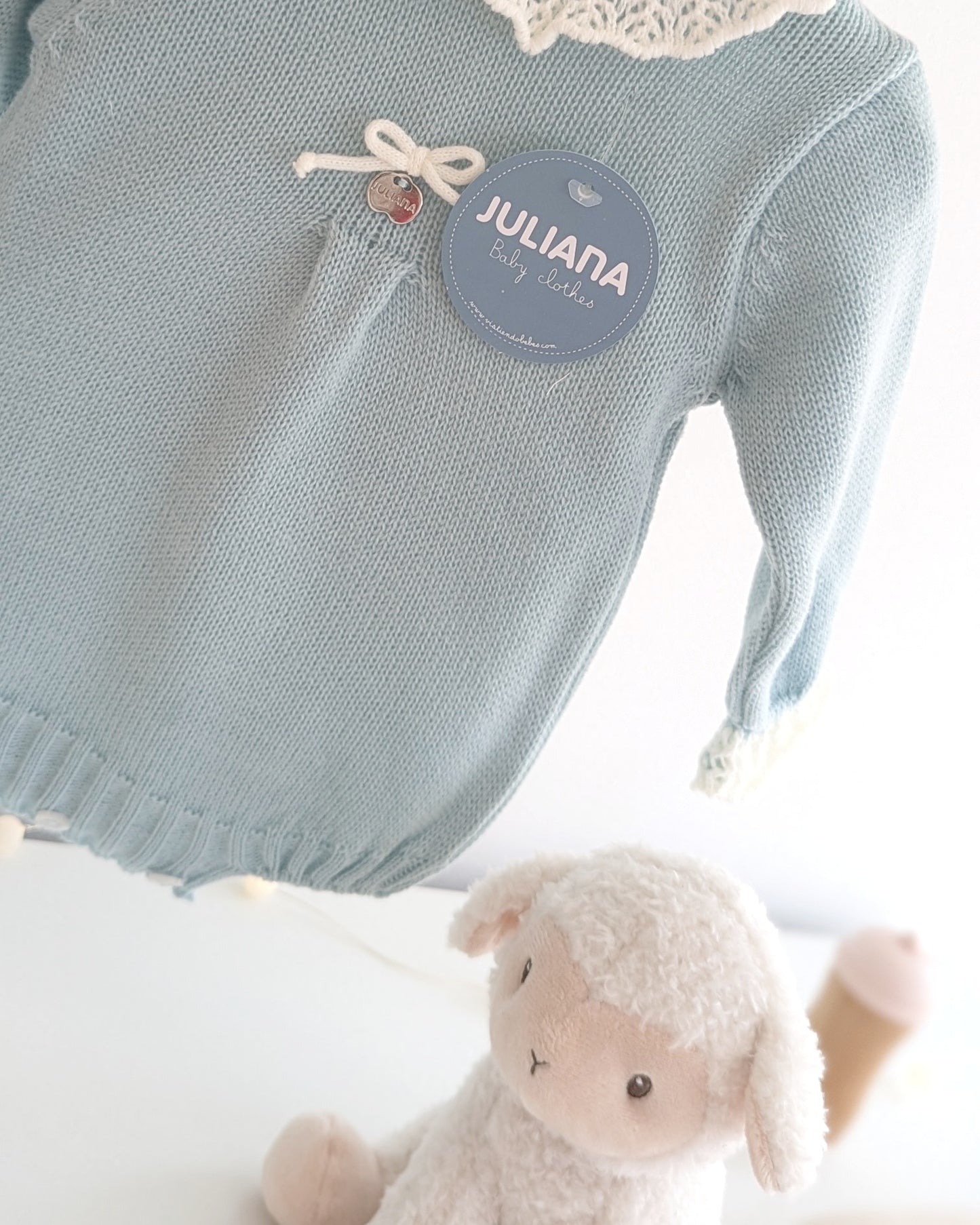 Pelele Punto Volante Calado Verdeagua - Colección Silencio de Juliana