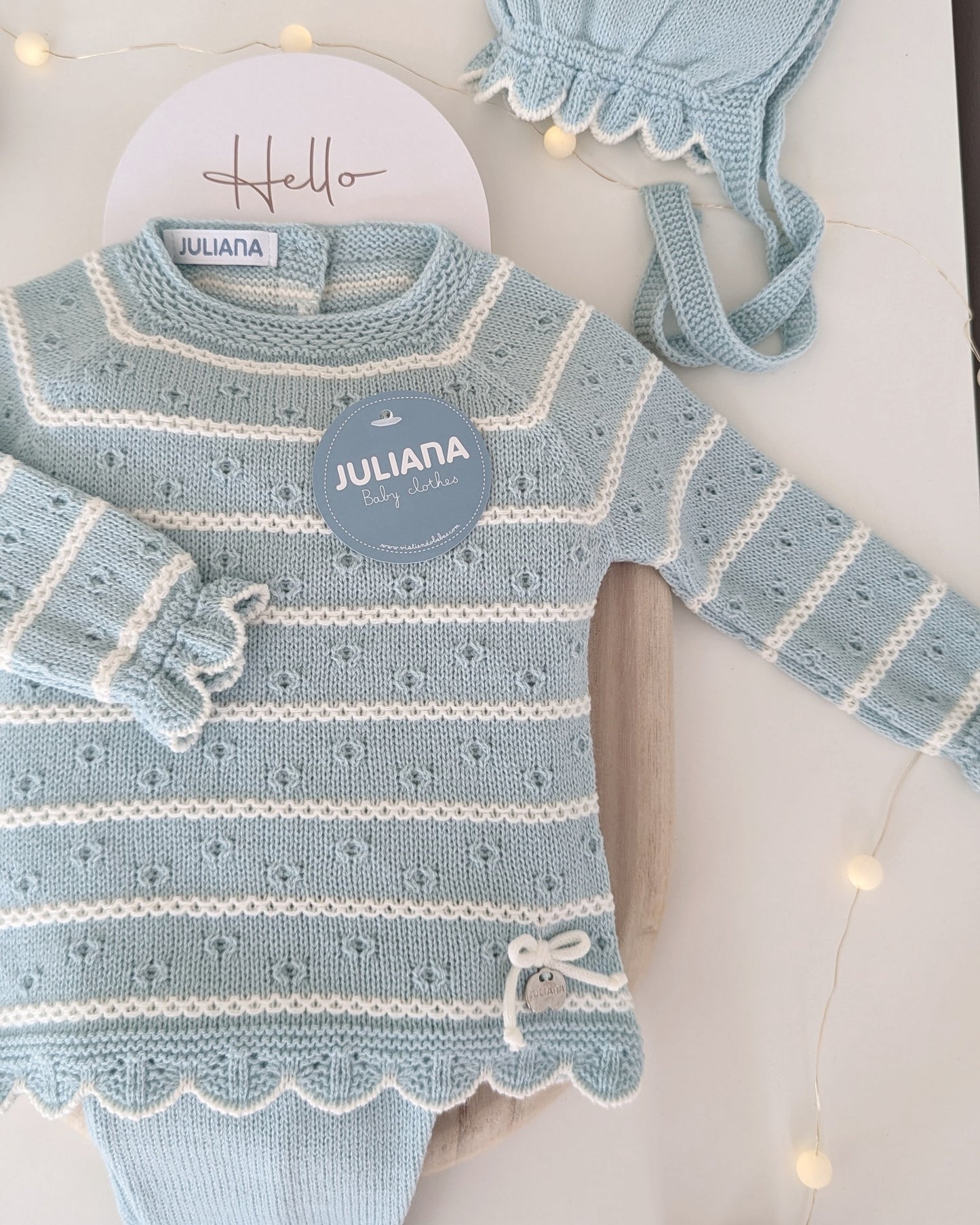 Conjunto Polaina Rayado Trenzas Verdeagua - Colección Leyenda de Juliana