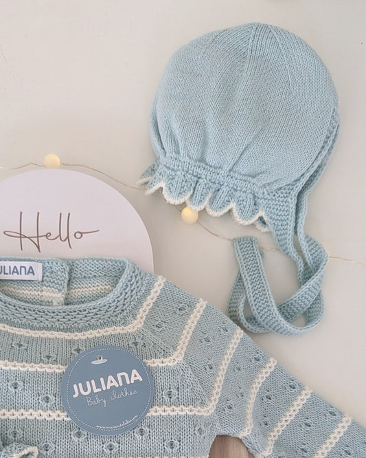 Conjunto Polaina Rayado Trenzas Verdeagua - Colección Leyenda de Juliana
