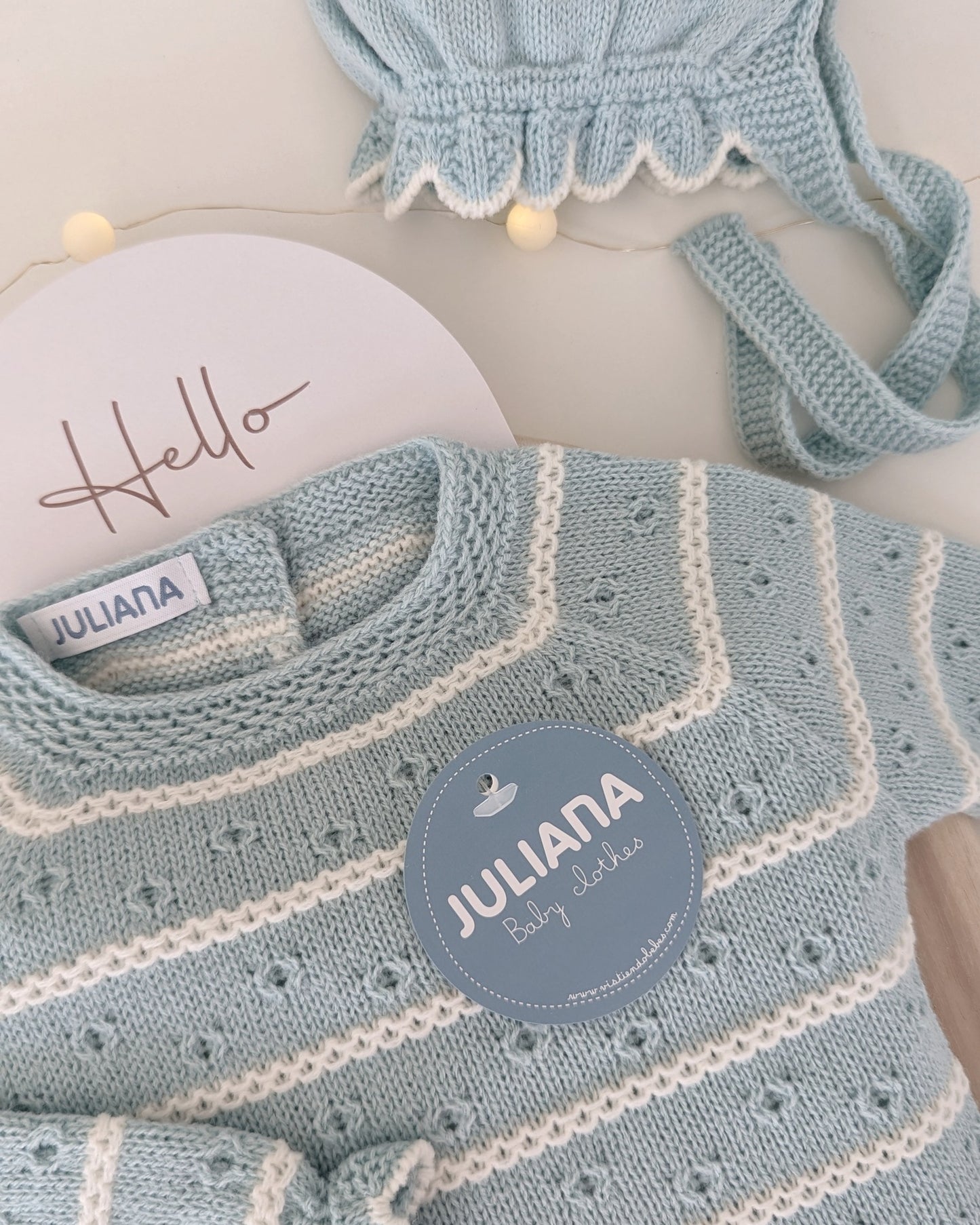 Conjunto Polaina Rayado Trenzas Verdeagua - Colección Leyenda de Juliana