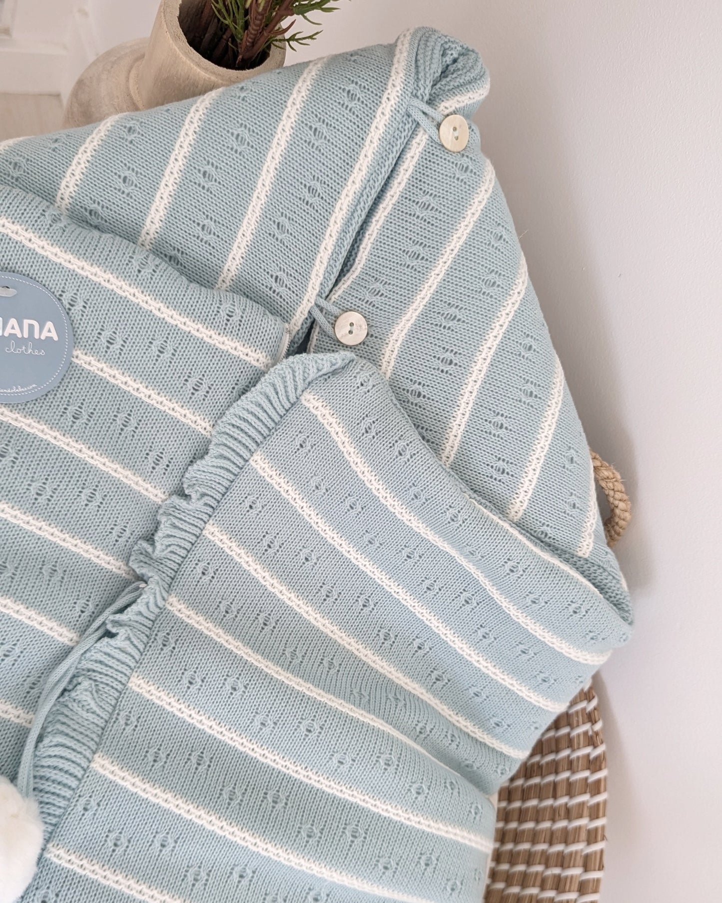 Saco Capucha Rayada Verdeagua - Juliana