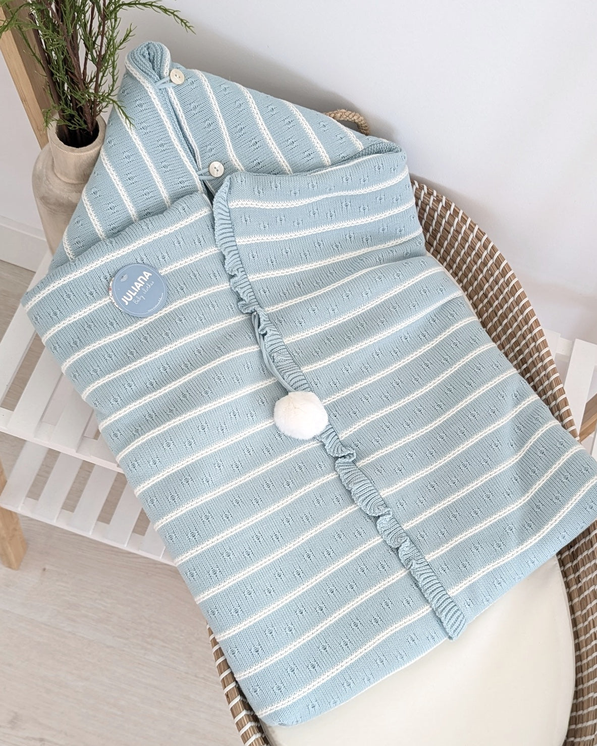 Saco Capucha Rayada Verdeagua - Juliana