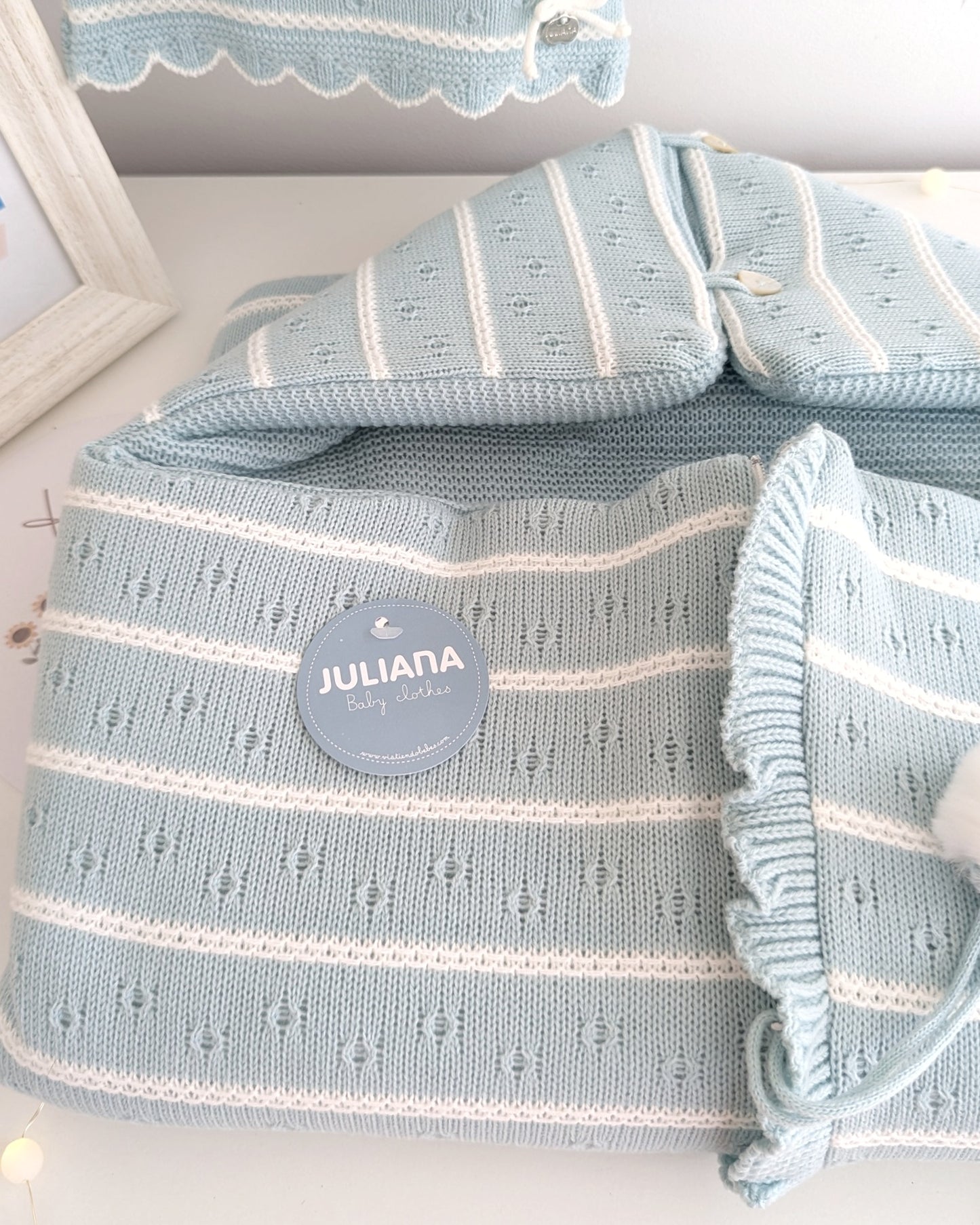 Saco Capucha Rayada Verdeagua - Juliana