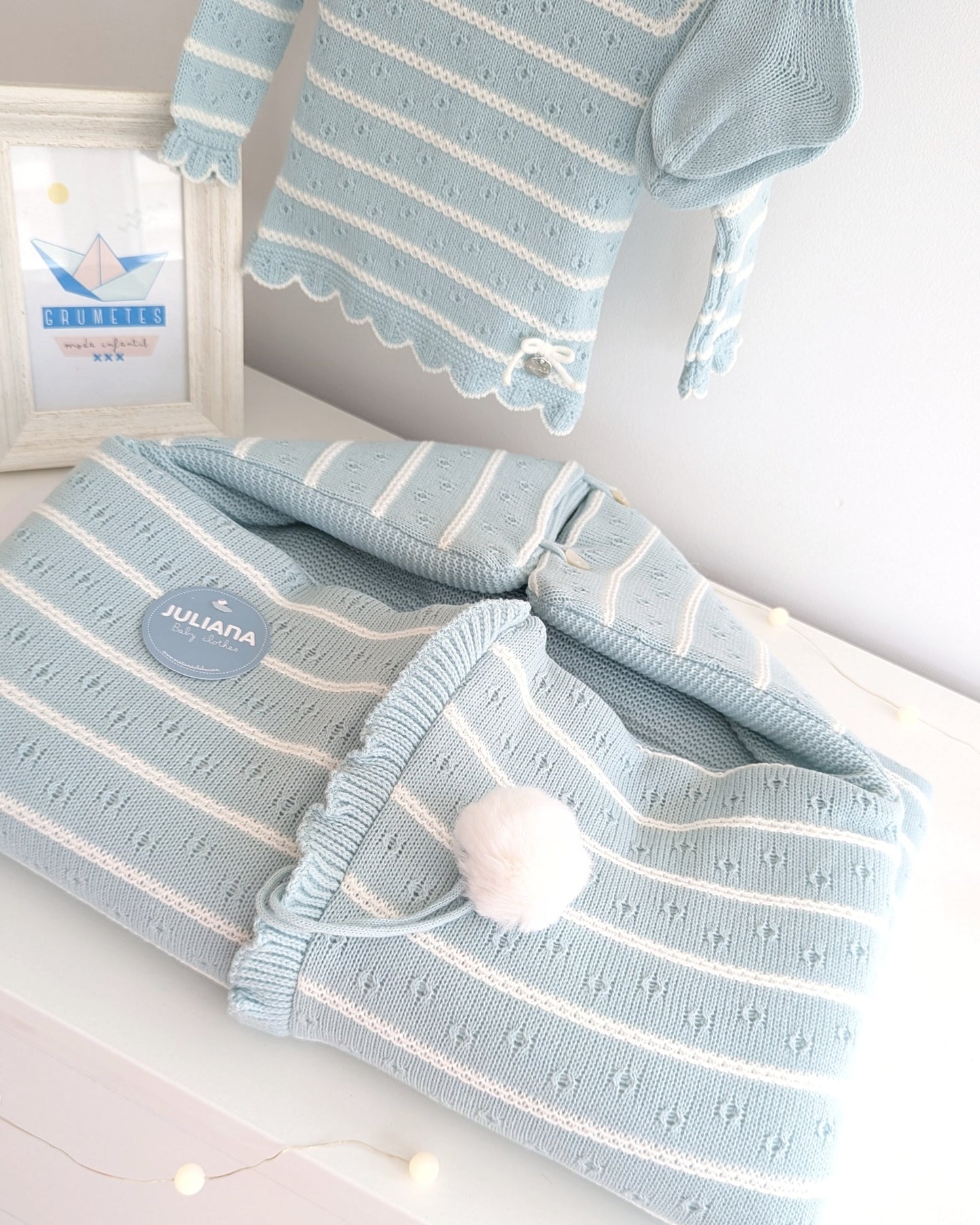 Saco Capucha Rayada Verdeagua - Juliana