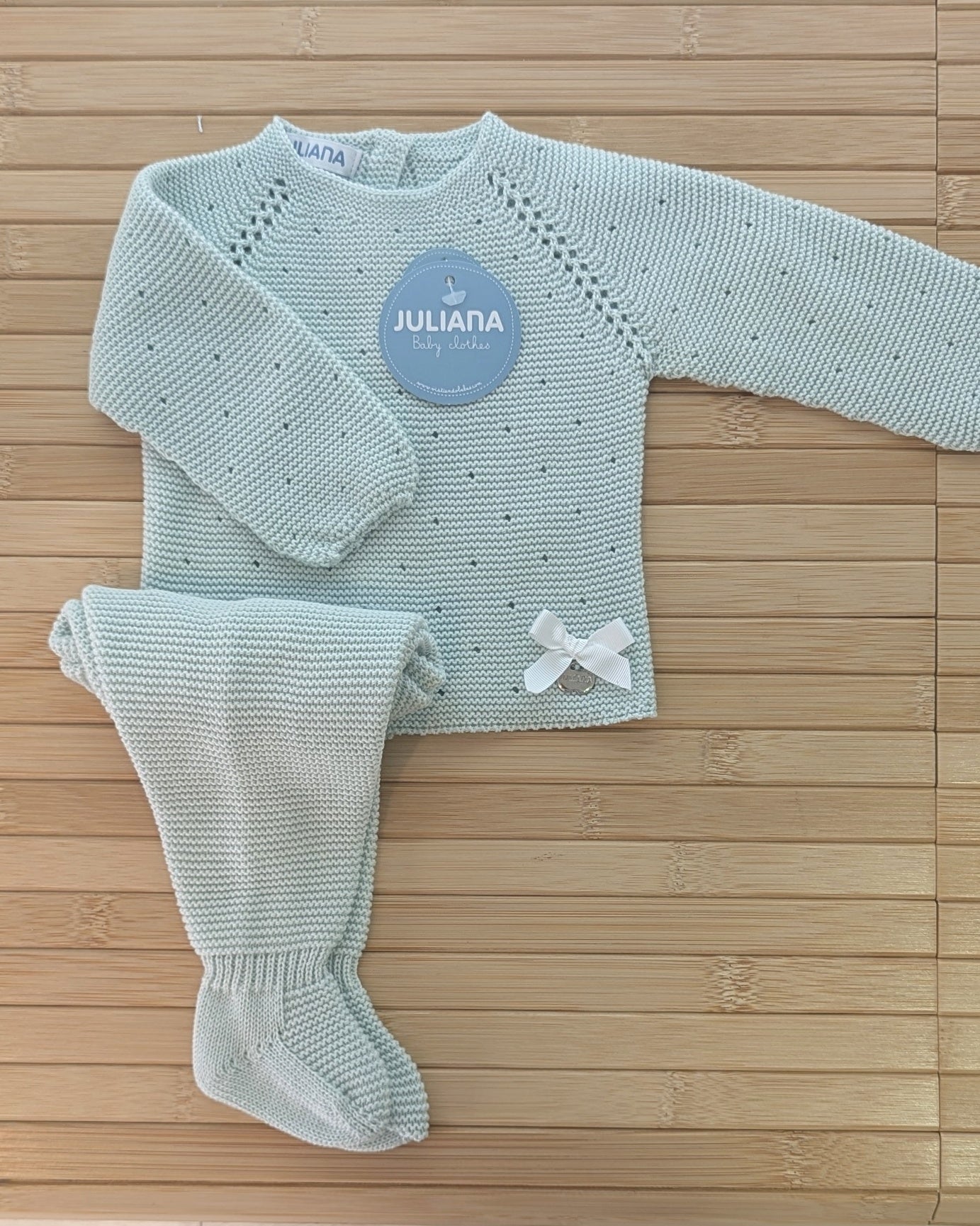 Conjunto Polaina Calado Lazo Verde Mar - Colección Bora de Juliana