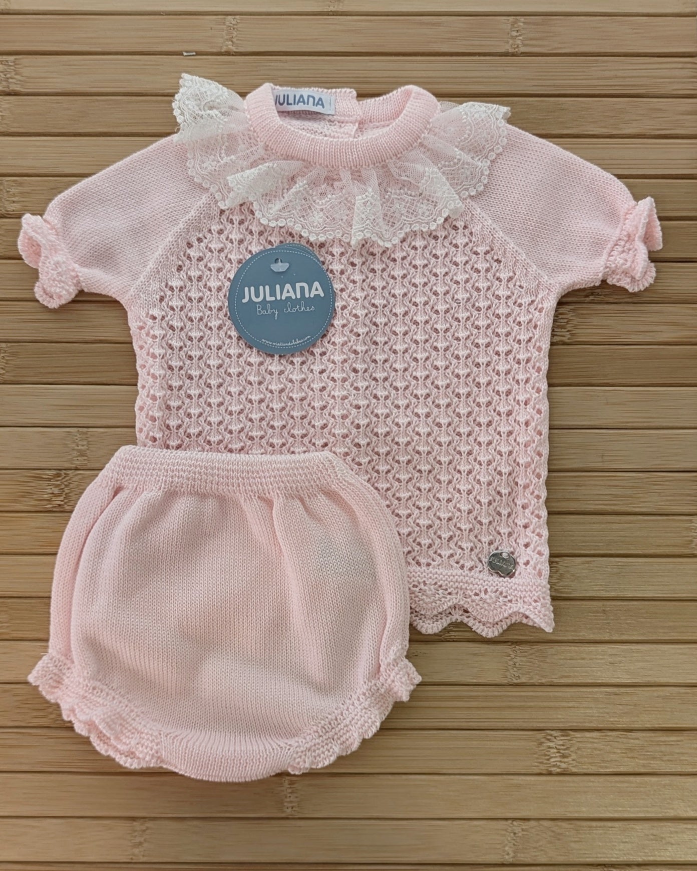 Conjunto Braga Punto Calado Rosa - Juliana