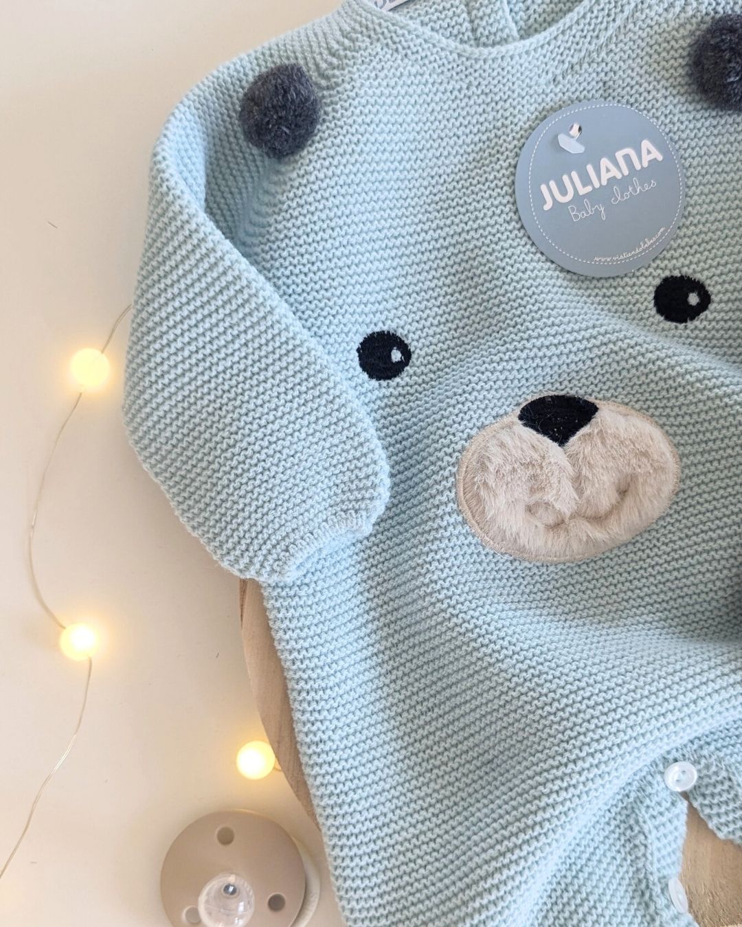 Pelele Bebé Largo Cara Osito Verdeagua 25630 - Colección Cuento de Juliana