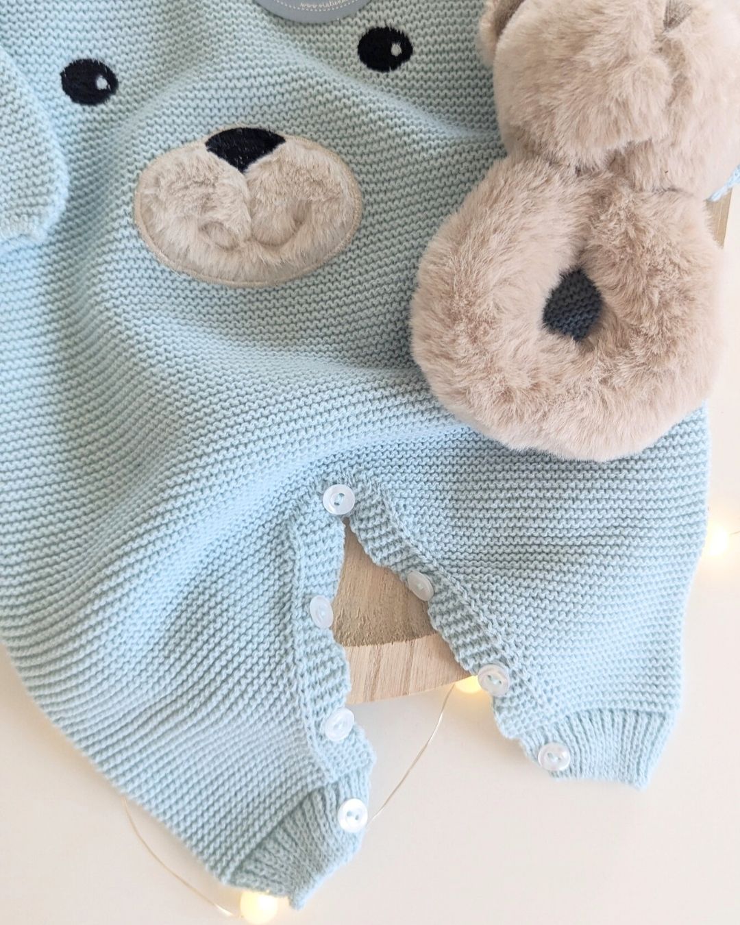 Pelele Bebé Largo Cara Osito Verdeagua 25630 - Colección Cuento de Juliana