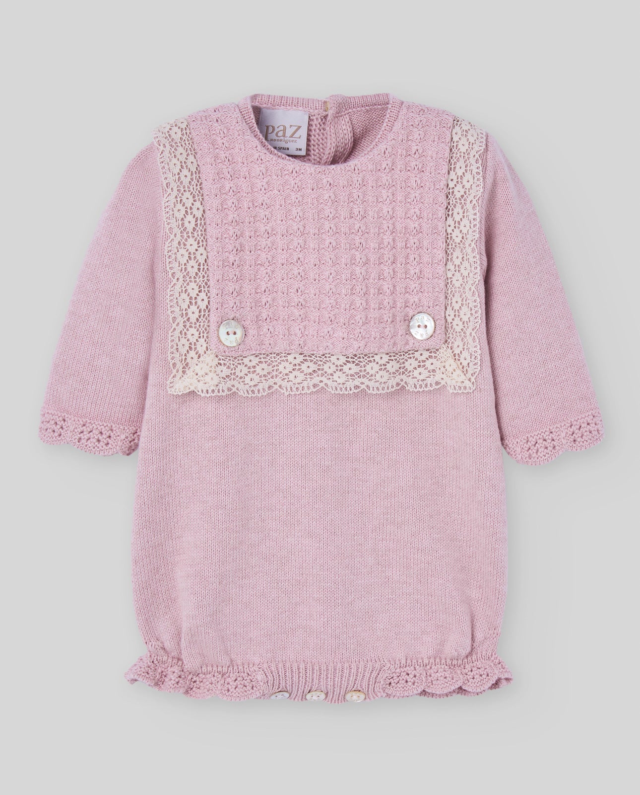 Pelele Bebe Puntilla Pascua Rosa Palo - Paz Rodriguez Referencia 005-123111