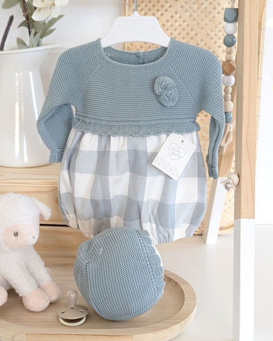 Pelele Con Capota Cuadros Verde Musgo - Primbaby