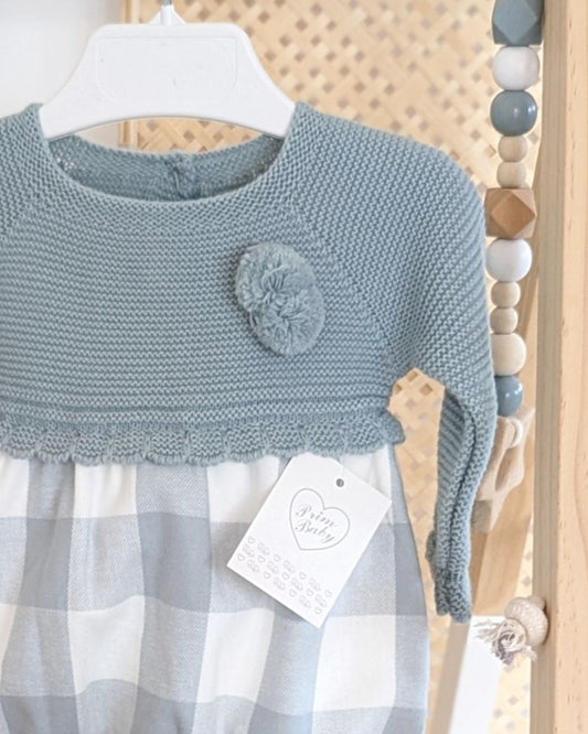 Pelele Con Capota Cuadros Verde Musgo - Primbaby