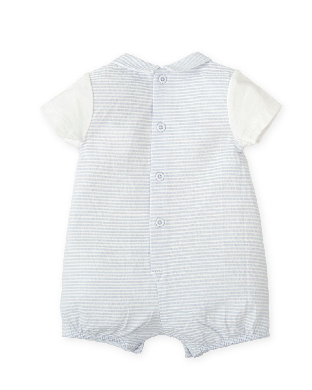 Pelele Corto Rayas Celeste Olas - Tutto Piccolo